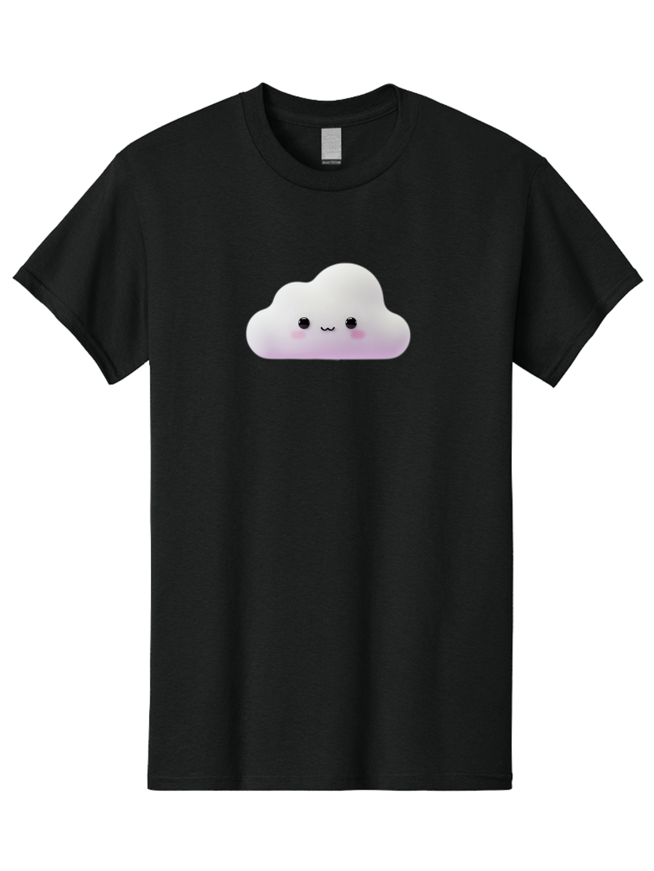 Cute-Cloud Men'S Graphic Tee, 100% Cotton, Comfortable Casual Summer Wear, Machine Washable, Cute Cloud, Smiling Face, Fluffy Cloud, Kawaii Character, Cartoon Cloud, Happy Expression, Soft Pink Cheeks, Black Eyes Bae429