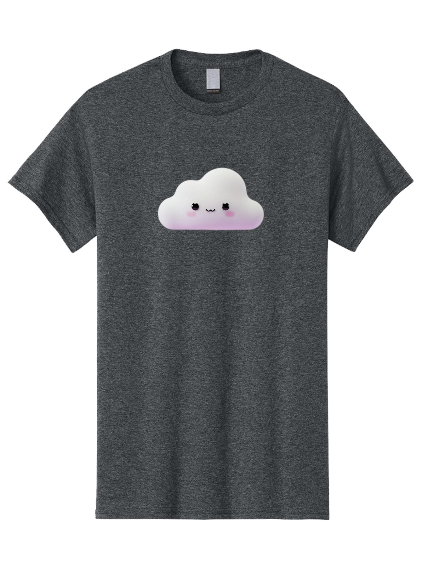 Cute-Cloud Men'S Graphic Tee, 100% Cotton, Comfortable Casual Summer Wear, Machine Washable, Cute Cloud, Smiling Face, Fluffy Cloud, Kawaii Character, Cartoon Cloud, Happy Expression, Soft Pink Cheeks, Black Eyes Bae429