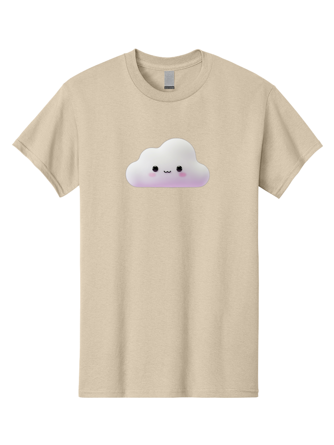 Cute-Cloud Men'S Graphic Tee, 100% Cotton, Comfortable Casual Summer Wear, Machine Washable, Cute Cloud, Smiling Face, Fluffy Cloud, Kawaii Character, Cartoon Cloud, Happy Expression, Soft Pink Cheeks, Black Eyes Bae429