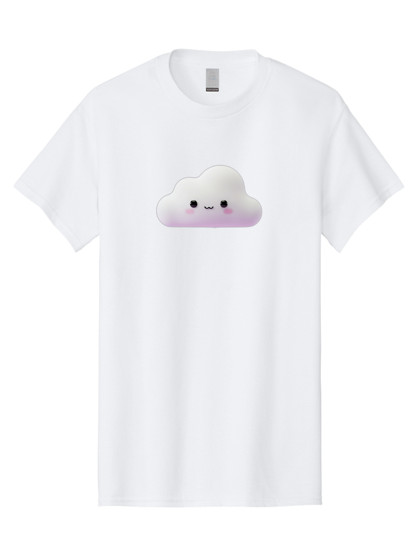 Cute-Cloud Men'S Graphic Tee, 100% Cotton, Comfortable Casual Summer Wear, Machine Washable, Cute Cloud, Smiling Face, Fluffy Cloud, Kawaii Character, Cartoon Cloud, Happy Expression, Soft Pink Cheeks, Black Eyes Bae429