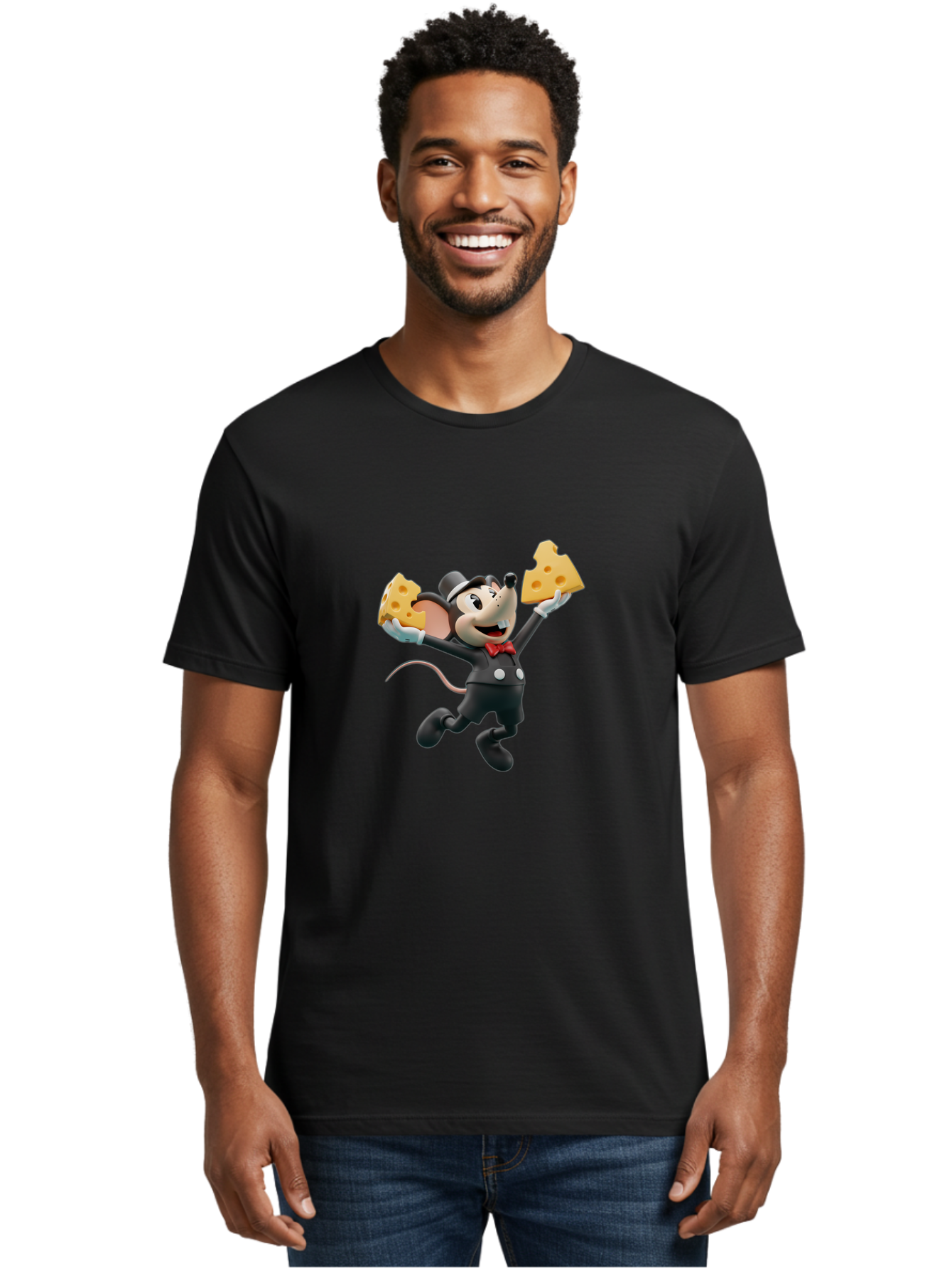 Danger-Mouse Men'S Graphic Tee, 100% Cotton, Comfortable Casual Summer Wear, Machine Washable, Danger Mouse Holding Cheese, Cartoon Character, Comedy, Funny Animation, Cheese Lover, Secret Agent Mouse Bae433