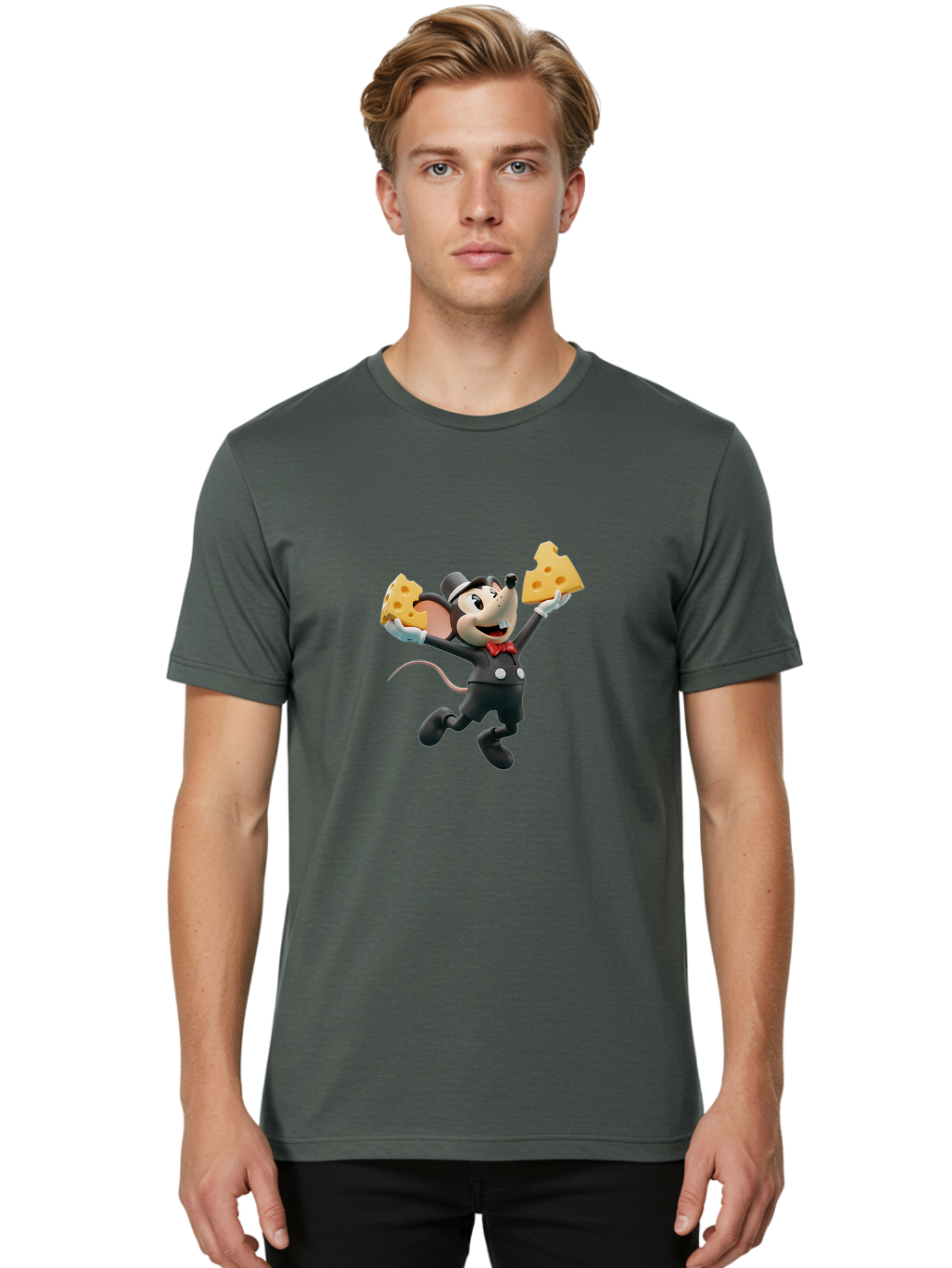 Danger-Mouse Men'S Graphic Tee, 100% Cotton, Comfortable Casual Summer Wear, Machine Washable, Danger Mouse Holding Cheese, Cartoon Character, Comedy, Funny Animation, Cheese Lover, Secret Agent Mouse Bae433