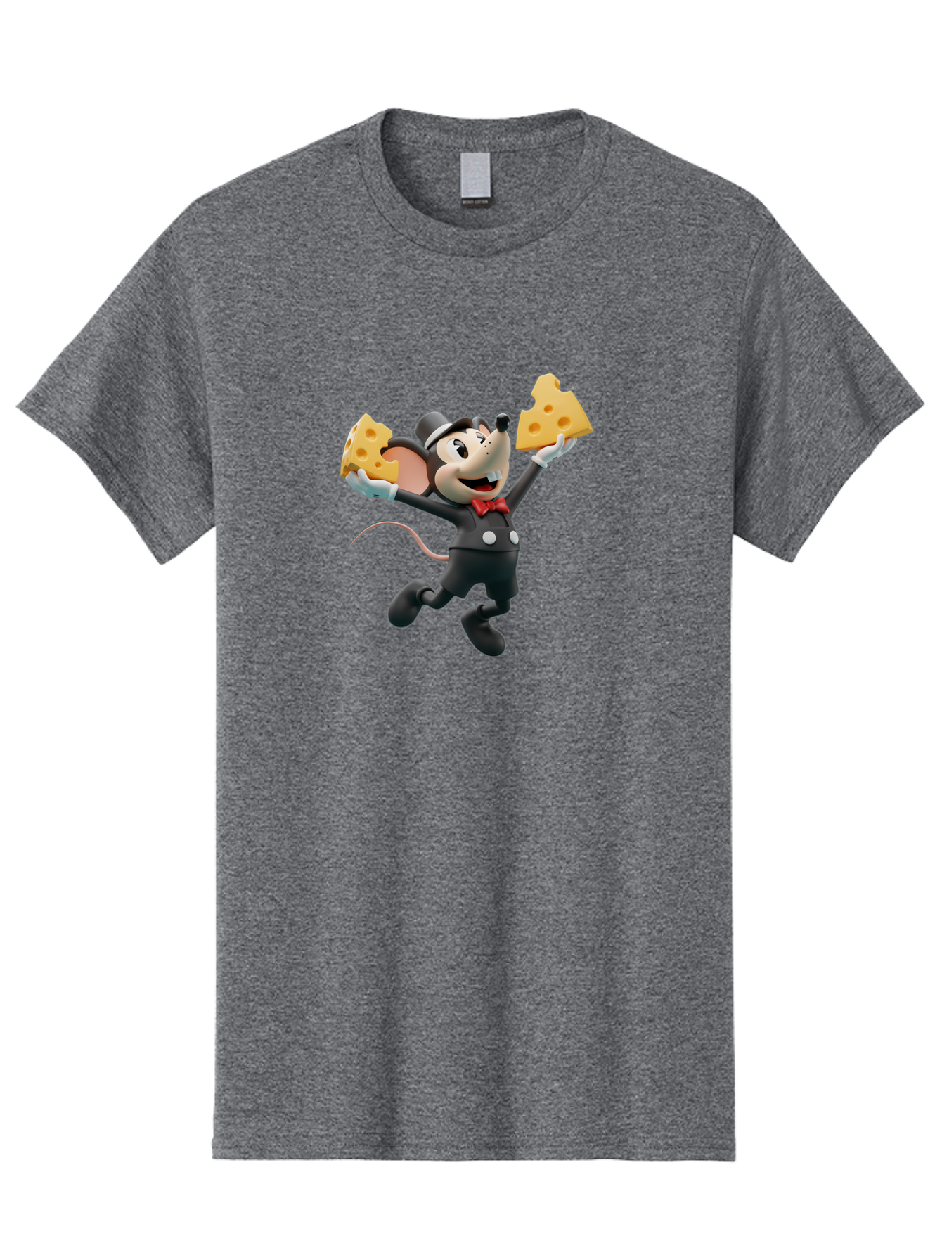 Danger-Mouse Men'S Graphic Tee, 100% Cotton, Comfortable Casual Summer Wear, Machine Washable, Danger Mouse Holding Cheese, Cartoon Character, Comedy, Funny Animation, Cheese Lover, Secret Agent Mouse Bae433