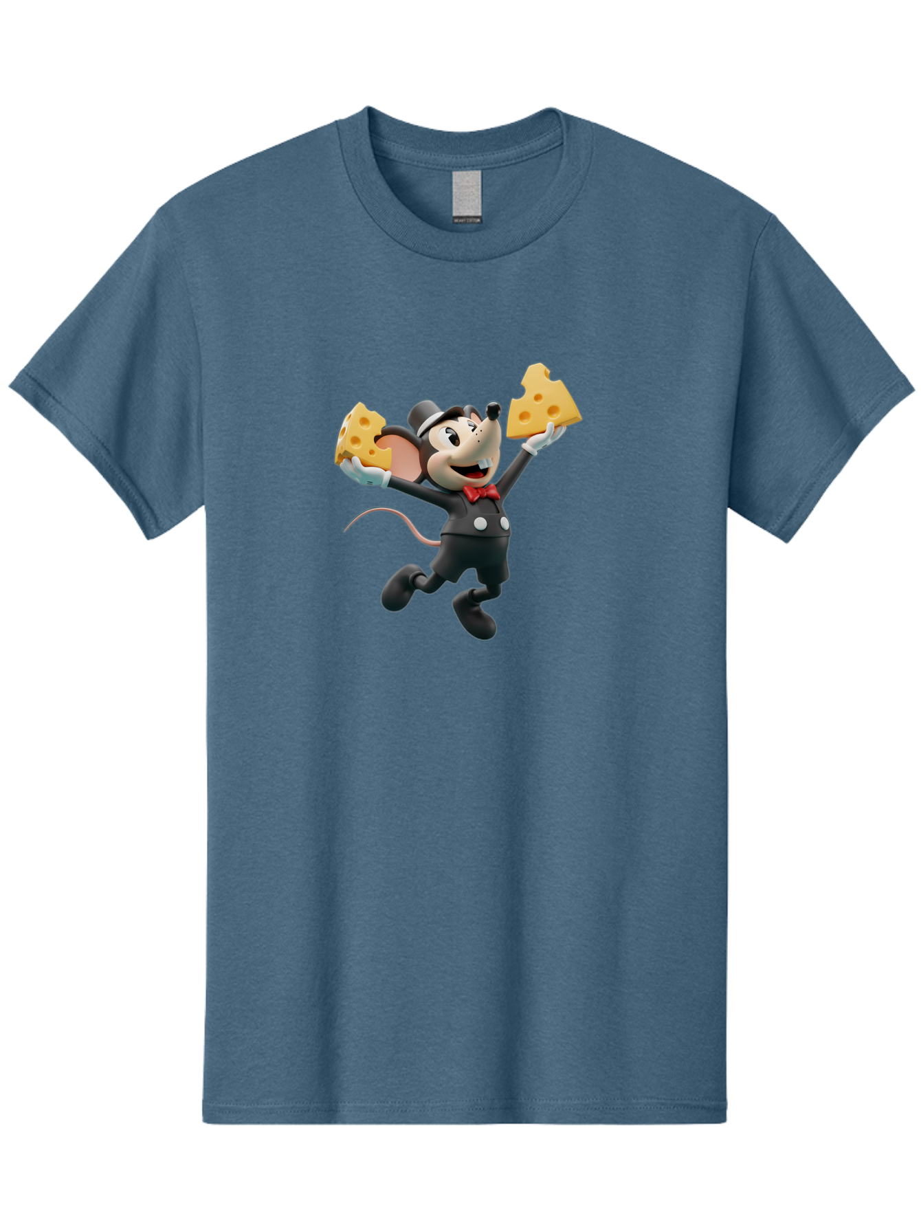 Danger-Mouse Men'S Graphic Tee, 100% Cotton, Comfortable Casual Summer Wear, Machine Washable, Danger Mouse Holding Cheese, Cartoon Character, Comedy, Funny Animation, Cheese Lover, Secret Agent Mouse Bae433