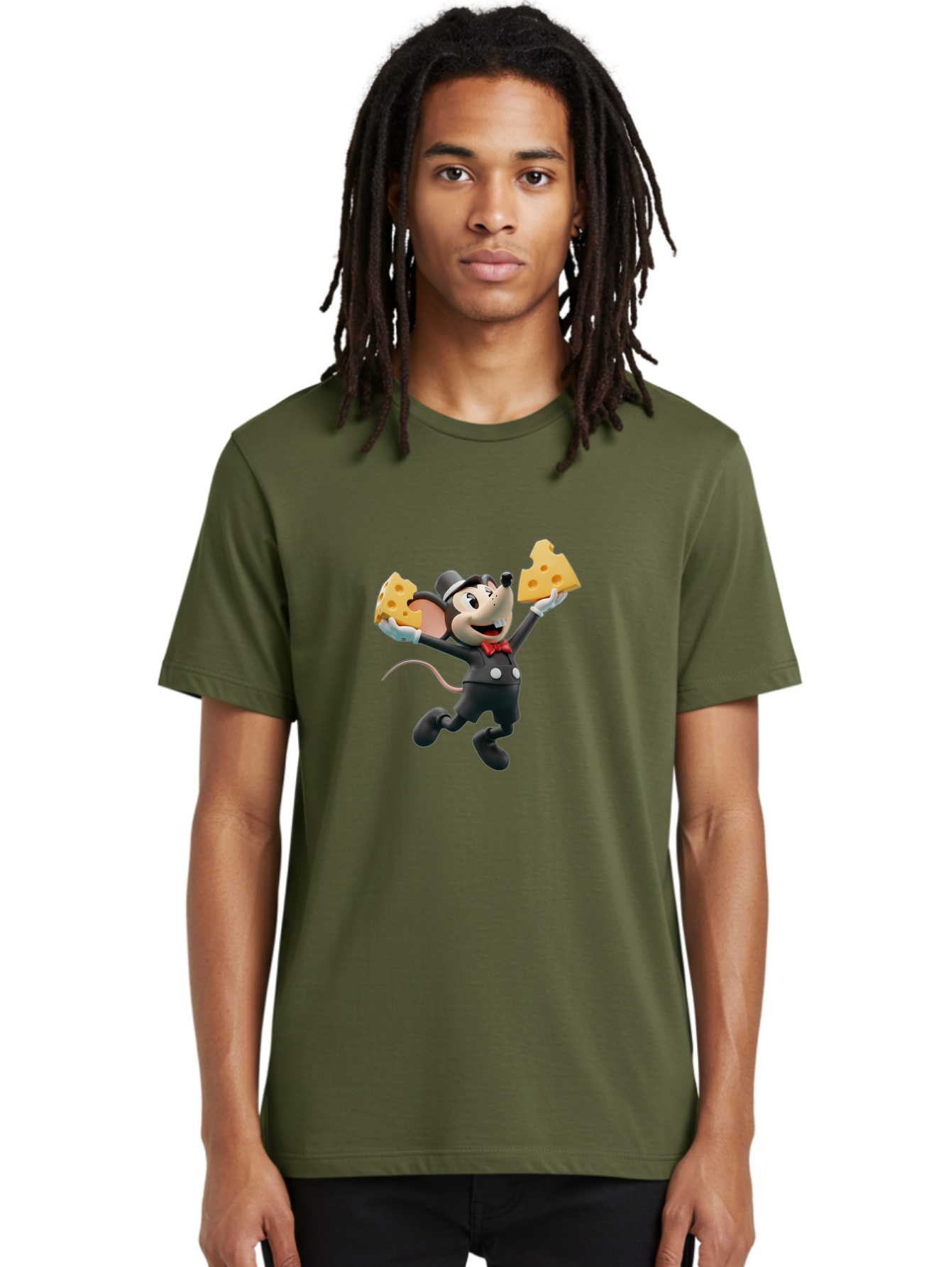 Danger-Mouse Men'S Graphic Tee, 100% Cotton, Comfortable Casual Summer Wear, Machine Washable, Danger Mouse Holding Cheese, Cartoon Character, Comedy, Funny Animation, Cheese Lover, Secret Agent Mouse Bae433