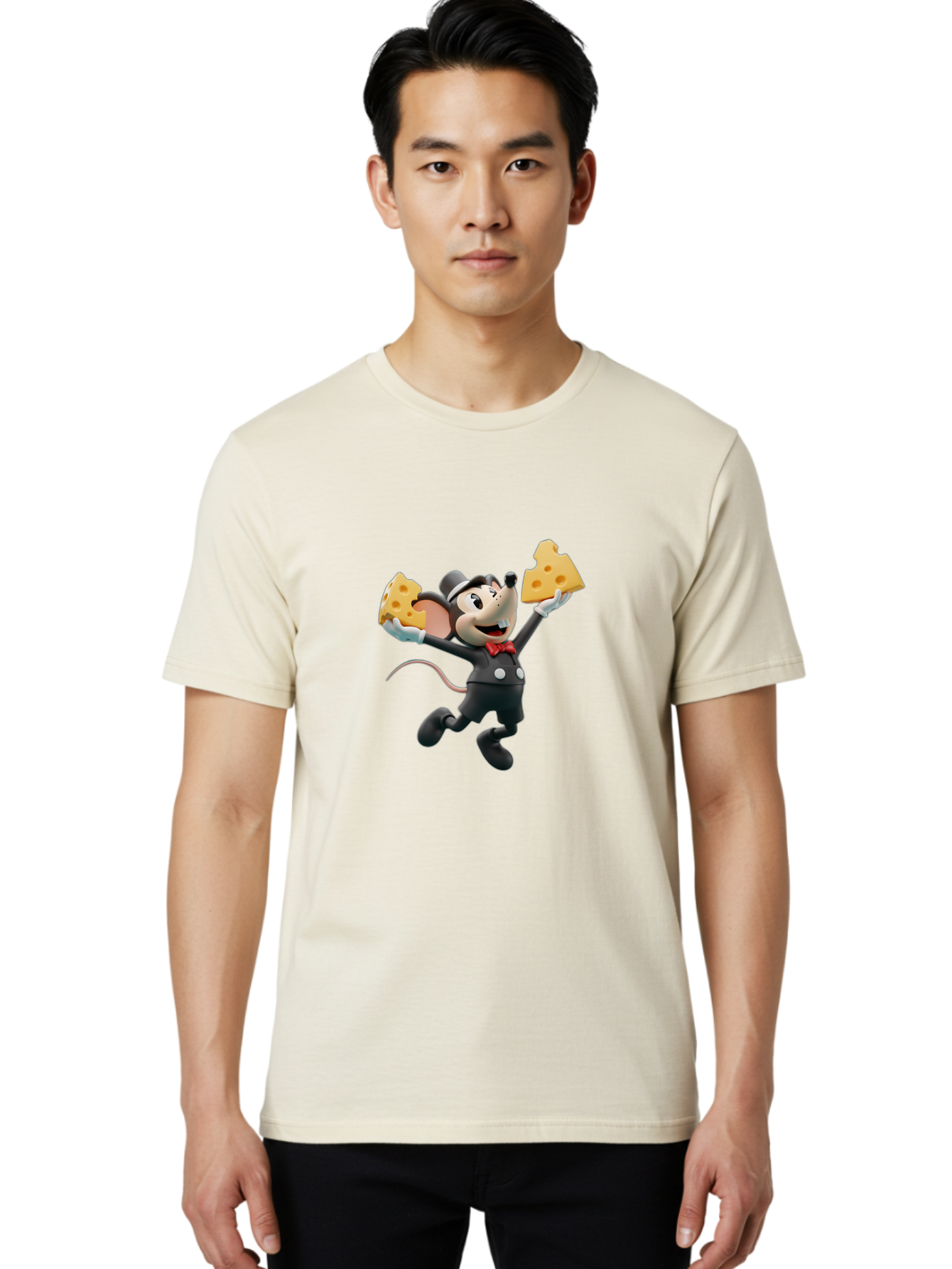 Danger-Mouse Men'S Graphic Tee, 100% Cotton, Comfortable Casual Summer Wear, Machine Washable, Danger Mouse Holding Cheese, Cartoon Character, Comedy, Funny Animation, Cheese Lover, Secret Agent Mouse Bae433