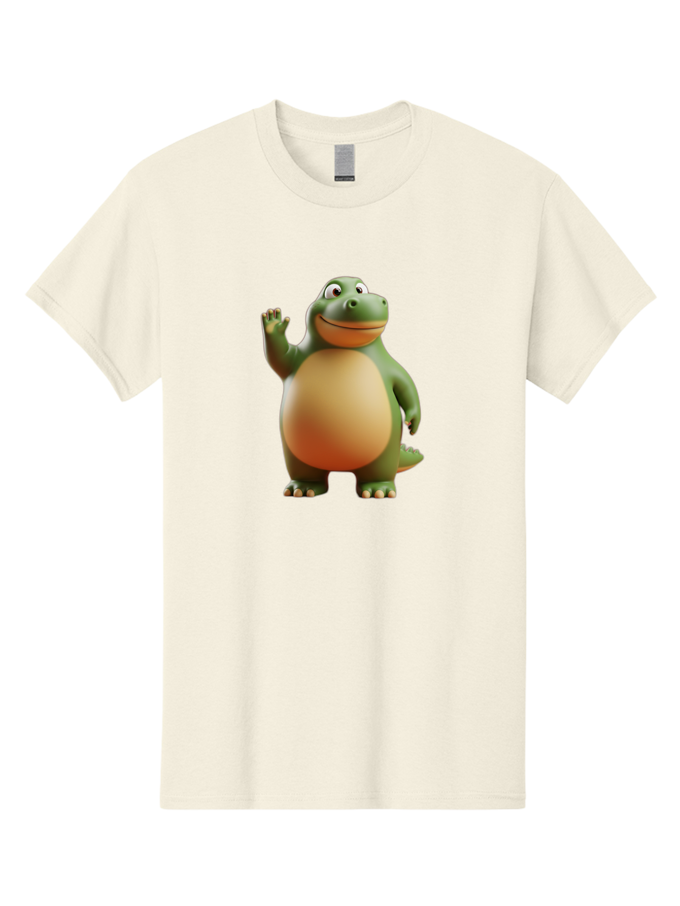 Dino-2 Men'S Graphic Tee, 100% Cotton, Comfortable Casual Summer Wear, Machine Washable, Cartoon Dinosaur, Dinosaur Character, Green Dinosaur, Friendly Dinosaur, Animated Dino, Kids Character, Dino Illustration, Playful Dino, Bae435