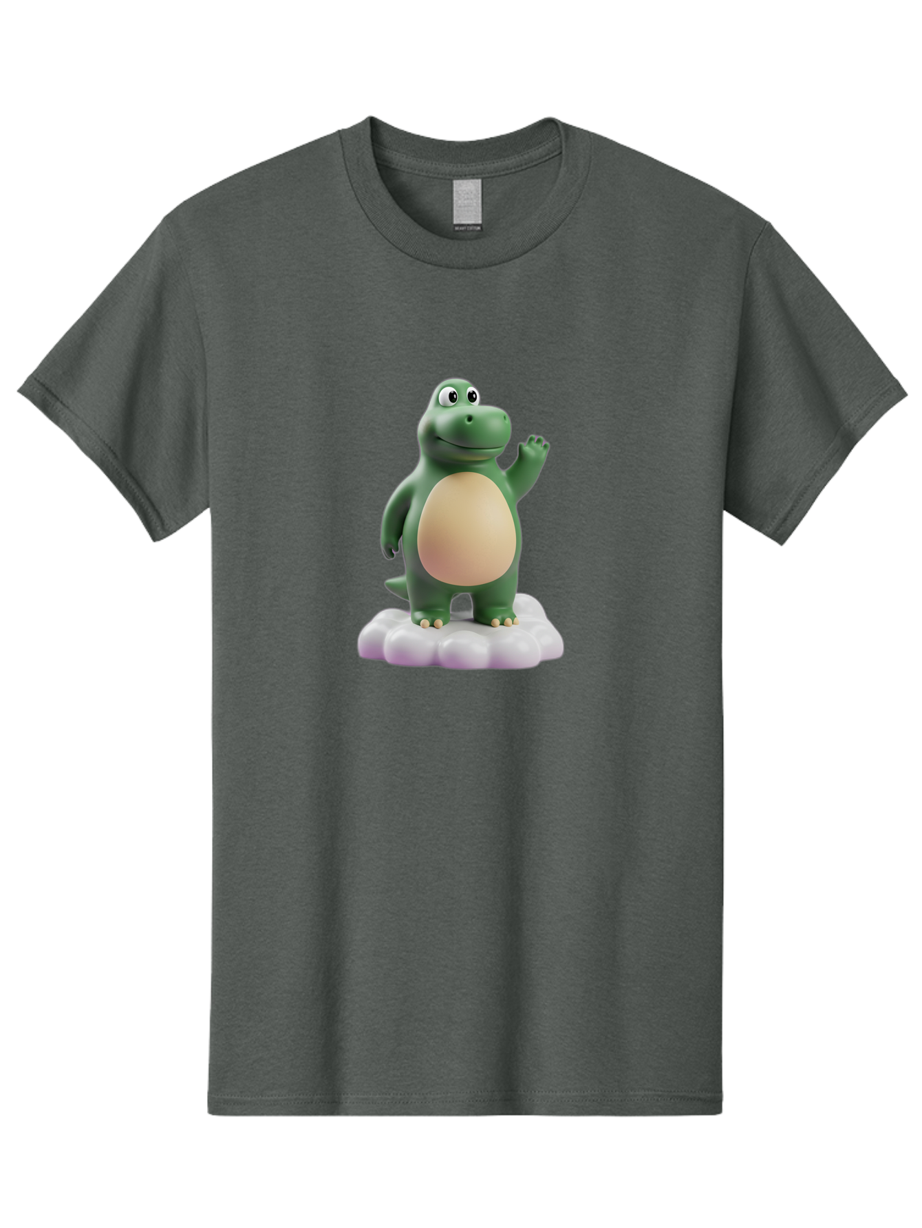 Dino-Mite Men'S Graphic Tee, 100% Cotton, Comfortable Casual Summer Wear, Machine Washable, Cartoon Dinosaur, Figurine, Green Dinosaur, Smiling Dinosaur, Waving Dinosaur, Dinosaur Toy, Dinosaur Character, Cute Dinosaur, Friendly Dinosaur, Bae436