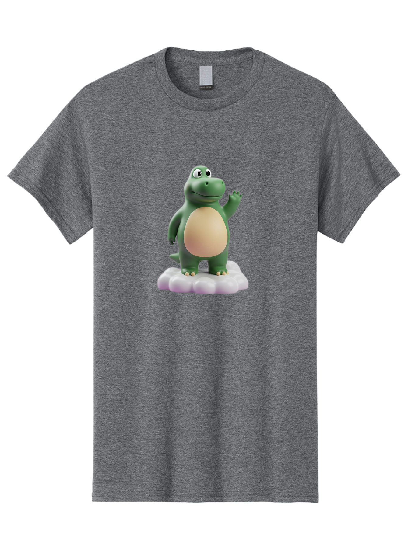 Dino-Mite Men'S Graphic Tee, 100% Cotton, Comfortable Casual Summer Wear, Machine Washable, Cartoon Dinosaur, Figurine, Green Dinosaur, Smiling Dinosaur, Waving Dinosaur, Dinosaur Toy, Dinosaur Character, Cute Dinosaur, Friendly Dinosaur, Bae436