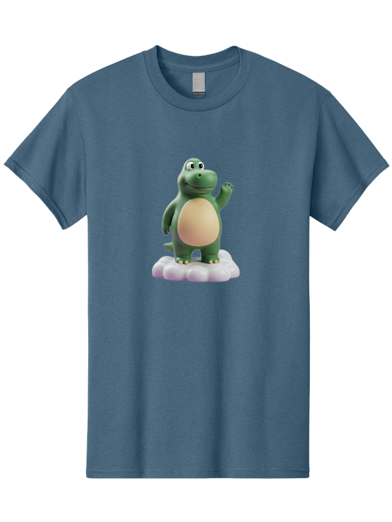 Dino-Mite Men'S Graphic Tee, 100% Cotton, Comfortable Casual Summer Wear, Machine Washable, Cartoon Dinosaur, Figurine, Green Dinosaur, Smiling Dinosaur, Waving Dinosaur, Dinosaur Toy, Dinosaur Character, Cute Dinosaur, Friendly Dinosaur, Bae436