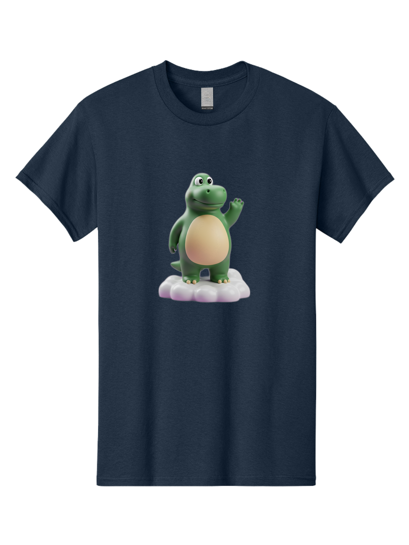 Dino-Mite Men'S Graphic Tee, 100% Cotton, Comfortable Casual Summer Wear, Machine Washable, Cartoon Dinosaur, Figurine, Green Dinosaur, Smiling Dinosaur, Waving Dinosaur, Dinosaur Toy, Dinosaur Character, Cute Dinosaur, Friendly Dinosaur, Bae436