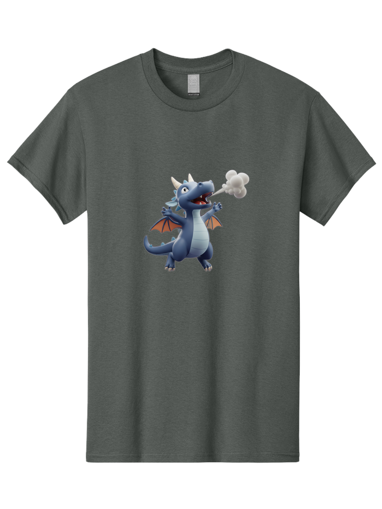 Dragon-Smoking Men'S Graphic Tee, 100% Cotton, Comfortable Casual Summer Wear, Machine Washable, Cartoon Dragon, Mythical Creature, Fantasy Character, Smoking, Adorable, Cute, Playful, Child-Friendly Graphics, Digital Art, Animated Dragon, Bae440