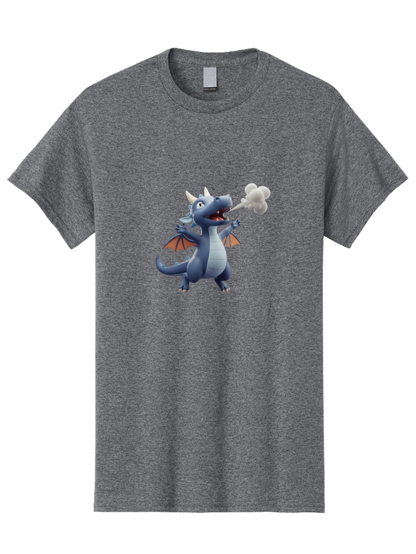 Dragon-Smoking Men'S Graphic Tee, 100% Cotton, Comfortable Casual Summer Wear, Machine Washable, Cartoon Dragon, Mythical Creature, Fantasy Character, Smoking, Adorable, Cute, Playful, Child-Friendly Graphics, Digital Art, Animated Dragon, Bae440