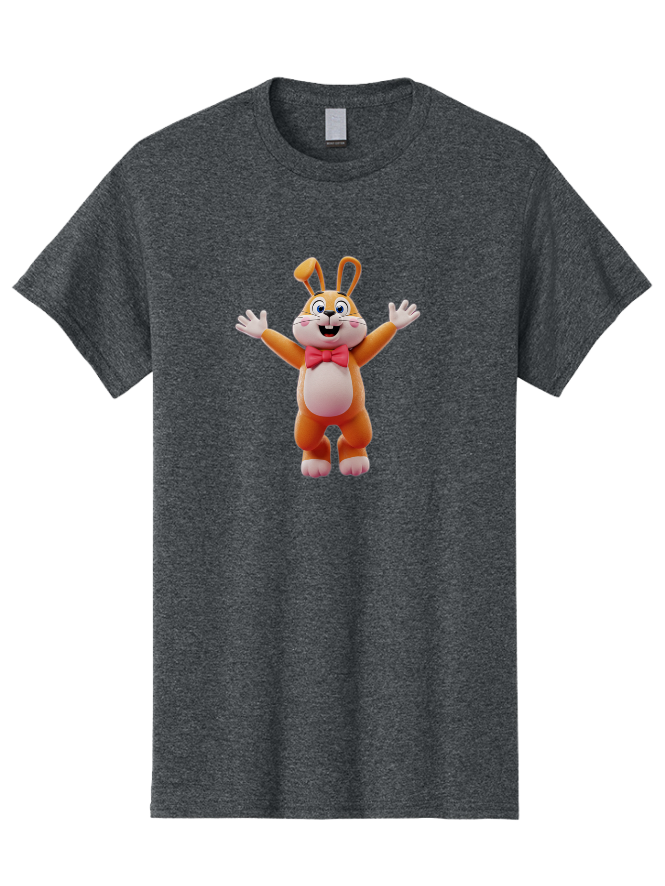 Easter-Bunny Men'S Graphic Tee, 100% Cotton, Comfortable Casual Summer Wear, Machine Washable, Cartoon Rabbit, Easter Bunny, Orange Bunny, Pink Bow Tie, White Gloves, Cute Character, 3D Illustration, Easter Theme, Spring Celebration Bae441