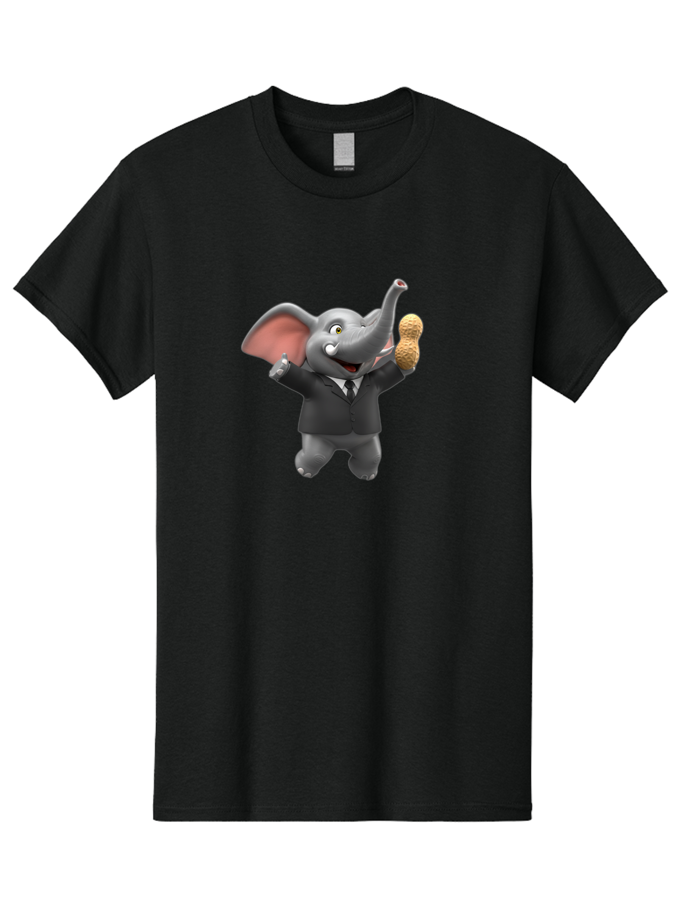 Elephant-In-Suit Men'S Graphic Tee, 100% Cotton, Comfortable Casual Summer Wear, Machine Washable, Elephant In Business Attire, Cartoon Character, Peanuts, Humorous Illustration, Comedic Design, Funny Animal Bae442