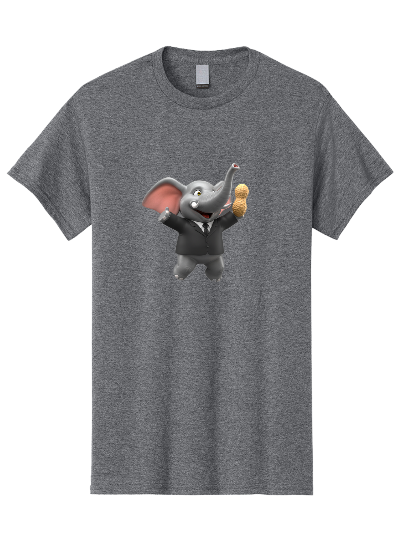 Elephant-In-Suit Men'S Graphic Tee, 100% Cotton, Comfortable Casual Summer Wear, Machine Washable, Elephant In Business Attire, Cartoon Character, Peanuts, Humorous Illustration, Comedic Design, Funny Animal Bae442