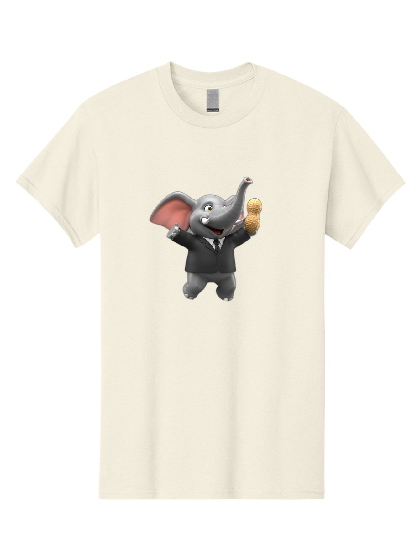Elephant-In-Suit Men'S Graphic Tee, 100% Cotton, Comfortable Casual Summer Wear, Machine Washable, Elephant In Business Attire, Cartoon Character, Peanuts, Humorous Illustration, Comedic Design, Funny Animal Bae442