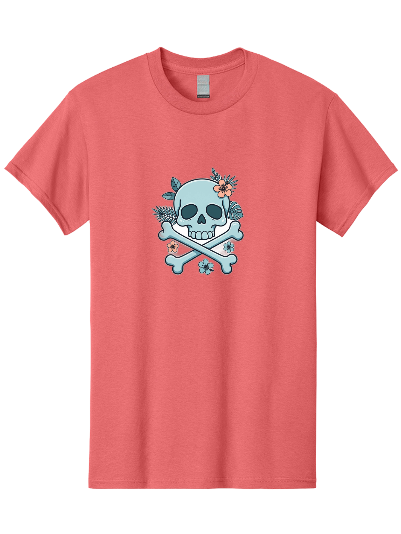 Floral-Skull Men'S Graphic Tee, 100% Cotton, Comfortable Casual Summer Wear, Machine Washable, Skull And Crossbones, Jolly Roger, Pirate Symbol, Floral Design, Colorful Tattoo Art, Gothic Decoration, Crossbones With Flowers, Flower Skull, Bae451