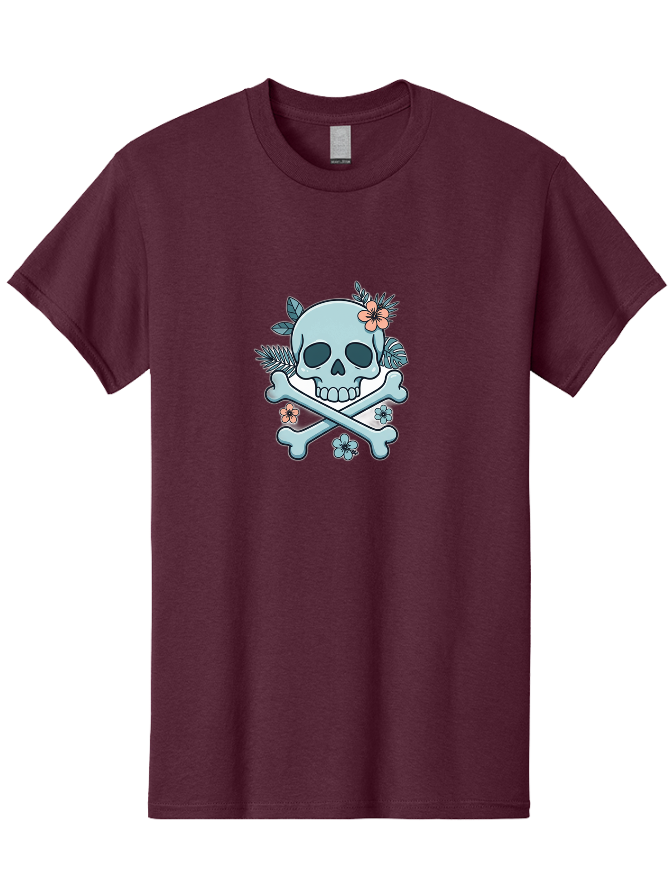 Floral-Skull Men'S Graphic Tee, 100% Cotton, Comfortable Casual Summer Wear, Machine Washable, Skull And Crossbones, Jolly Roger, Pirate Symbol, Floral Design, Colorful Tattoo Art, Gothic Decoration, Crossbones With Flowers, Flower Skull, Bae451