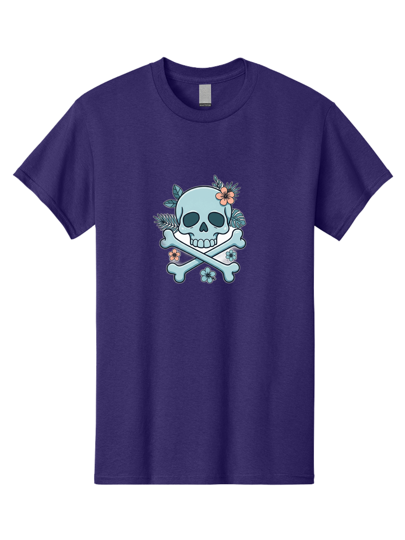Floral-Skull Men'S Graphic Tee, 100% Cotton, Comfortable Casual Summer Wear, Machine Washable, Skull And Crossbones, Jolly Roger, Pirate Symbol, Floral Design, Colorful Tattoo Art, Gothic Decoration, Crossbones With Flowers, Flower Skull, Bae451