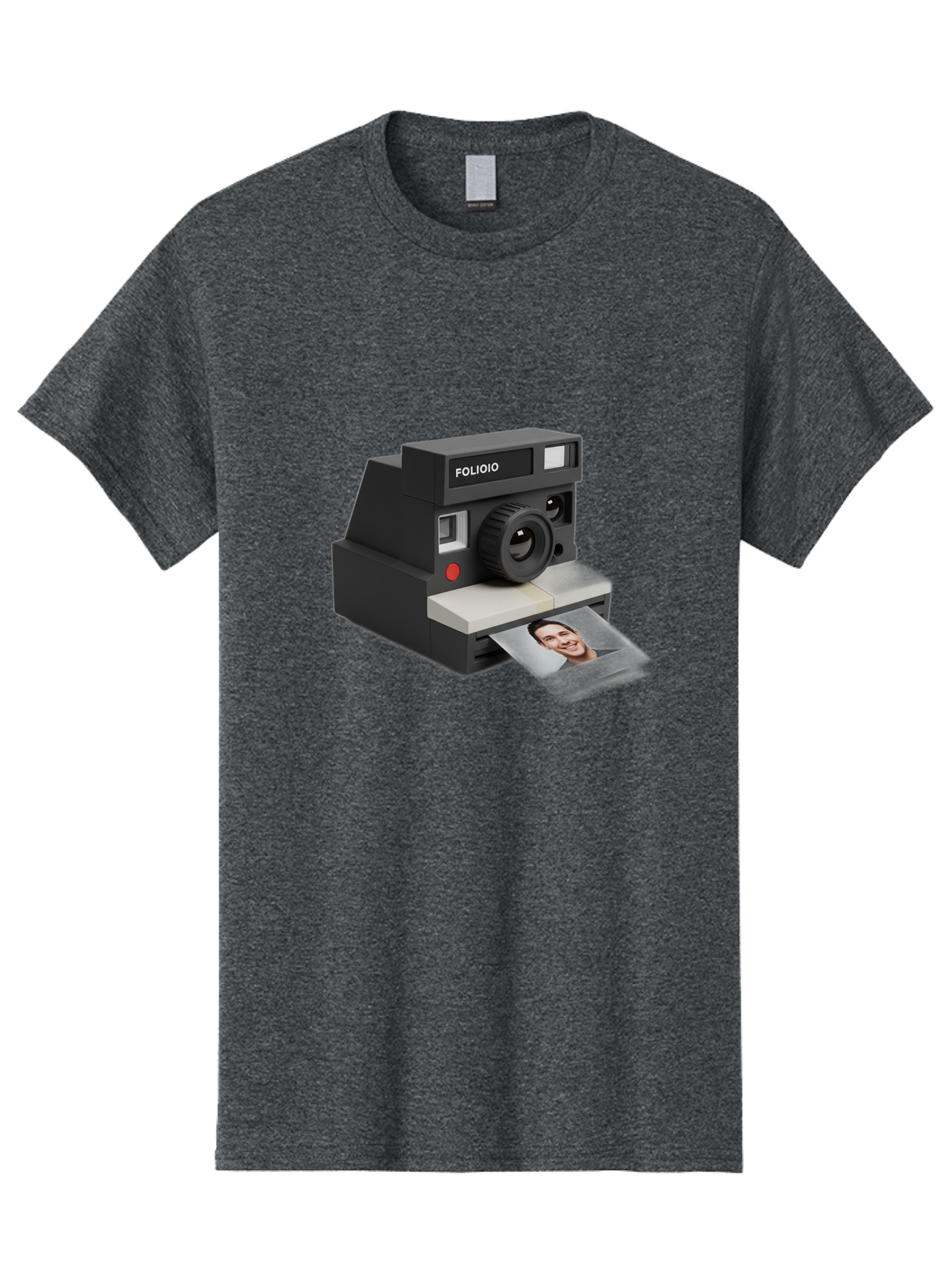 Folioio-Polaroid-Camera Men'S Graphic Tee, 100% Cotton, Comfortable Casual Summer Wear, Machine Washable, Instant Camera, Folioio Brand, Printing Photo, Smiling Woman, Instant Photography, Retro Style, Digital Print, Camera Technology Bae452
