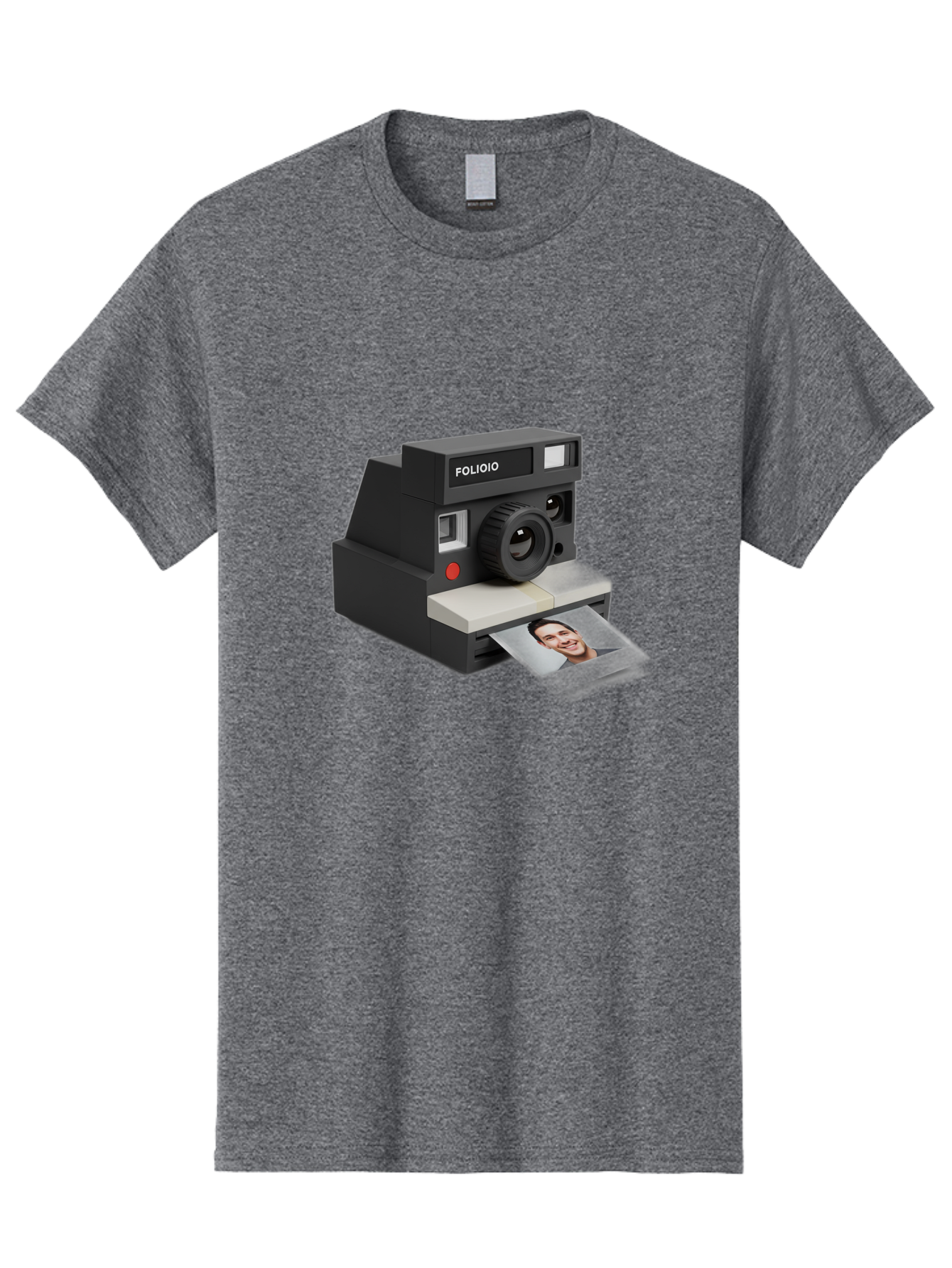 Folioio-Polaroid-Camera Men'S Graphic Tee, 100% Cotton, Comfortable Casual Summer Wear, Machine Washable, Instant Camera, Folioio Brand, Printing Photo, Smiling Woman, Instant Photography, Retro Style, Digital Print, Camera Technology Bae452