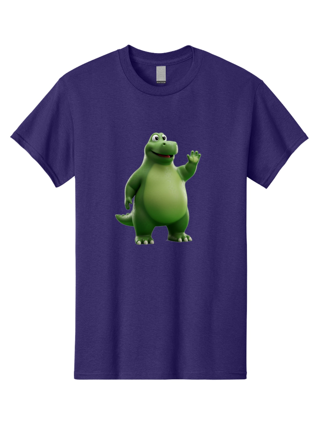 Friendly-Dinosaur Men'S Graphic Tee, 100% Cotton, Comfortable Casual Summer Wear, Machine Washable, Cartoon Dinosaur, Green Dinosaur Character, Friendly Dino, Animated Creature, Dinosaur Waving, Kids Cartoon Character, Dinosaur Illustration, Bae454