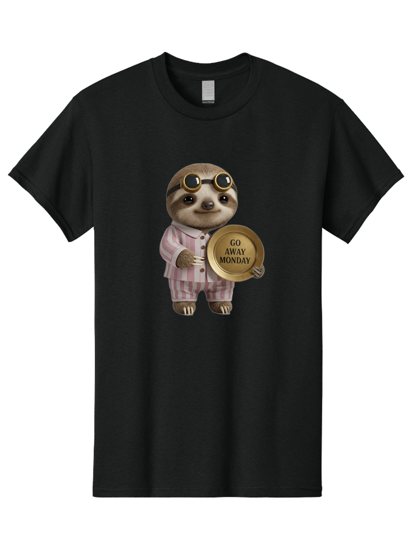 Go-Away-Monday-Sloth Men'S Graphic Tee, 100% Cotton, Comfortable Casual Summer Wear, Machine Washable, Sloth In Pajamas, Funny Meme, Humorous Animal, Relaxing Vibe, Lazy Monday, Humor, Quirky Character, Comical Animal, Funny Illustration Bae460