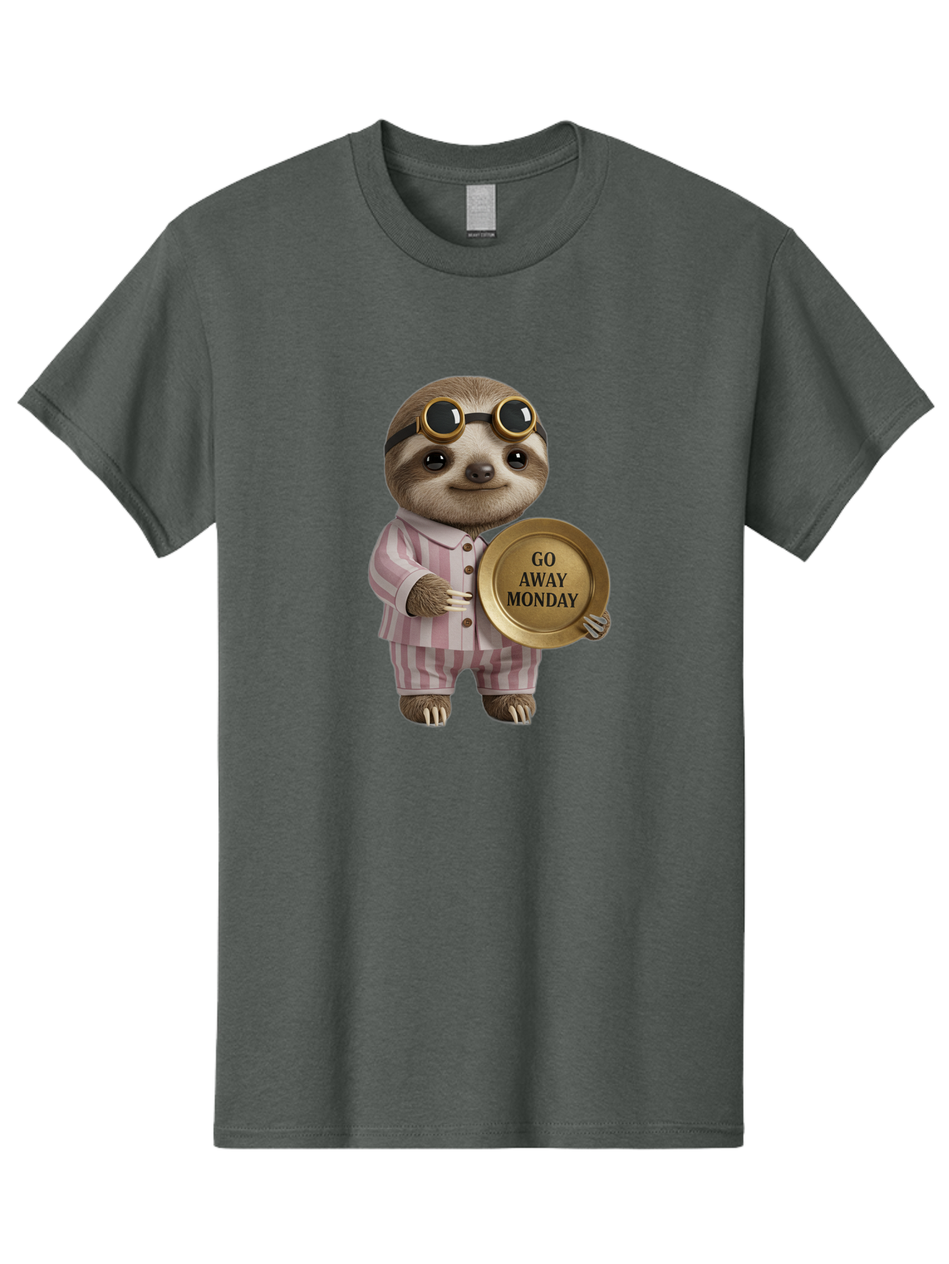 Go-Away-Monday-Sloth Men'S Graphic Tee, 100% Cotton, Comfortable Casual Summer Wear, Machine Washable, Sloth In Pajamas, Funny Meme, Humorous Animal, Relaxing Vibe, Lazy Monday, Humor, Quirky Character, Comical Animal, Funny Illustration Bae460