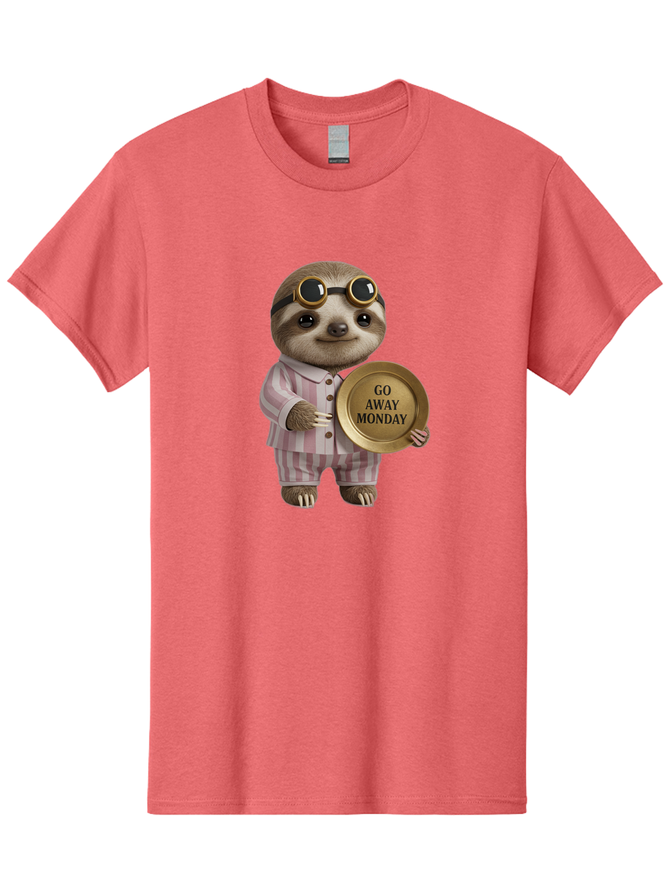 Go-Away-Monday-Sloth Men'S Graphic Tee, 100% Cotton, Comfortable Casual Summer Wear, Machine Washable, Sloth In Pajamas, Funny Meme, Humorous Animal, Relaxing Vibe, Lazy Monday, Humor, Quirky Character, Comical Animal, Funny Illustration Bae460