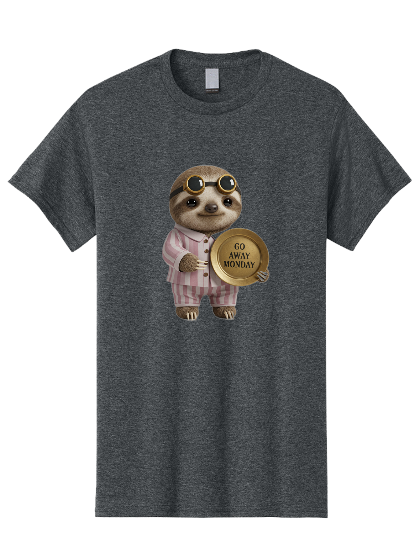 Go-Away-Monday-Sloth Men'S Graphic Tee, 100% Cotton, Comfortable Casual Summer Wear, Machine Washable, Sloth In Pajamas, Funny Meme, Humorous Animal, Relaxing Vibe, Lazy Monday, Humor, Quirky Character, Comical Animal, Funny Illustration Bae460