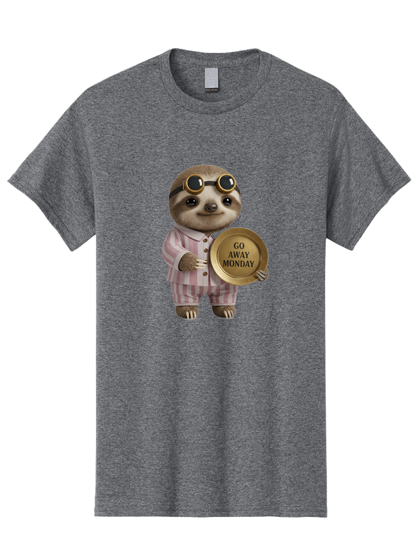 Go-Away-Monday-Sloth Men'S Graphic Tee, 100% Cotton, Comfortable Casual Summer Wear, Machine Washable, Sloth In Pajamas, Funny Meme, Humorous Animal, Relaxing Vibe, Lazy Monday, Humor, Quirky Character, Comical Animal, Funny Illustration Bae460