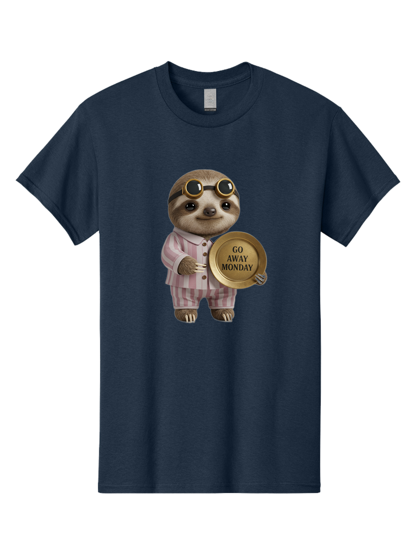 Go-Away-Monday-Sloth Men'S Graphic Tee, 100% Cotton, Comfortable Casual Summer Wear, Machine Washable, Sloth In Pajamas, Funny Meme, Humorous Animal, Relaxing Vibe, Lazy Monday, Humor, Quirky Character, Comical Animal, Funny Illustration Bae460