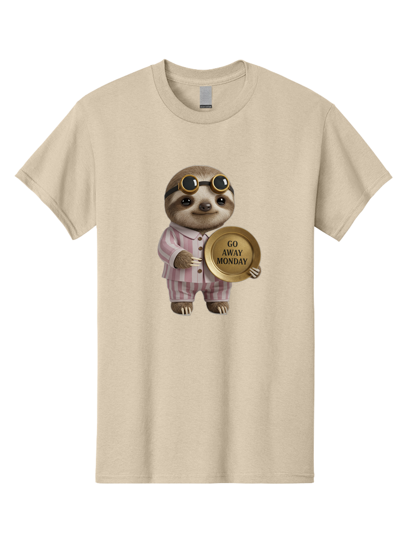 Go-Away-Monday-Sloth Men'S Graphic Tee, 100% Cotton, Comfortable Casual Summer Wear, Machine Washable, Sloth In Pajamas, Funny Meme, Humorous Animal, Relaxing Vibe, Lazy Monday, Humor, Quirky Character, Comical Animal, Funny Illustration Bae460