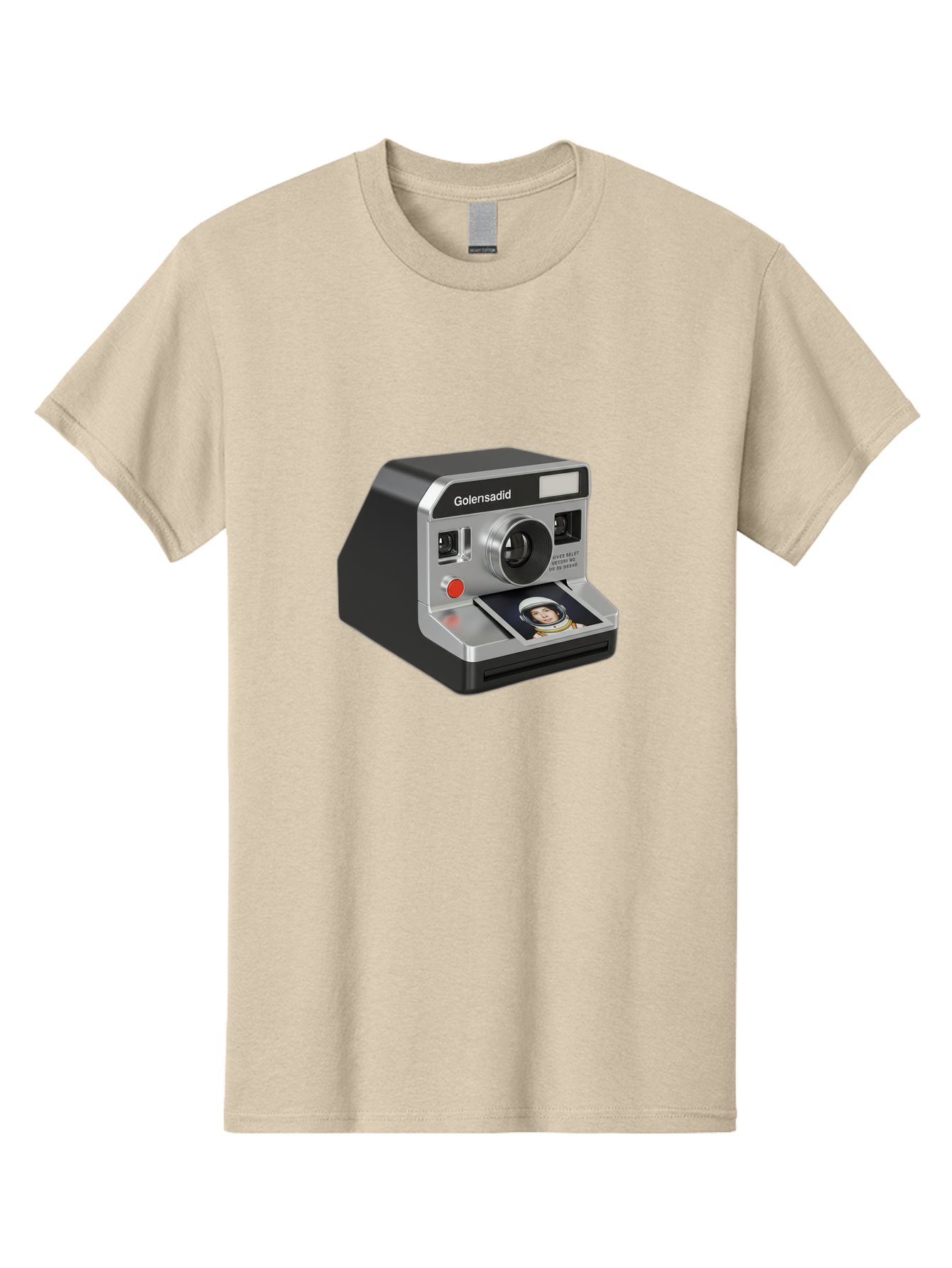 Golensadid-Camera Men'S Graphic Tee, 100% Cotton, Comfortable Casual Summer Wear, Machine Washable, Golensadid Instant Camera, Retro Photography, Polaroid Style, Instant Print, Silver Camera Body, Developing Photo, Nostalgic Technology, Bae462