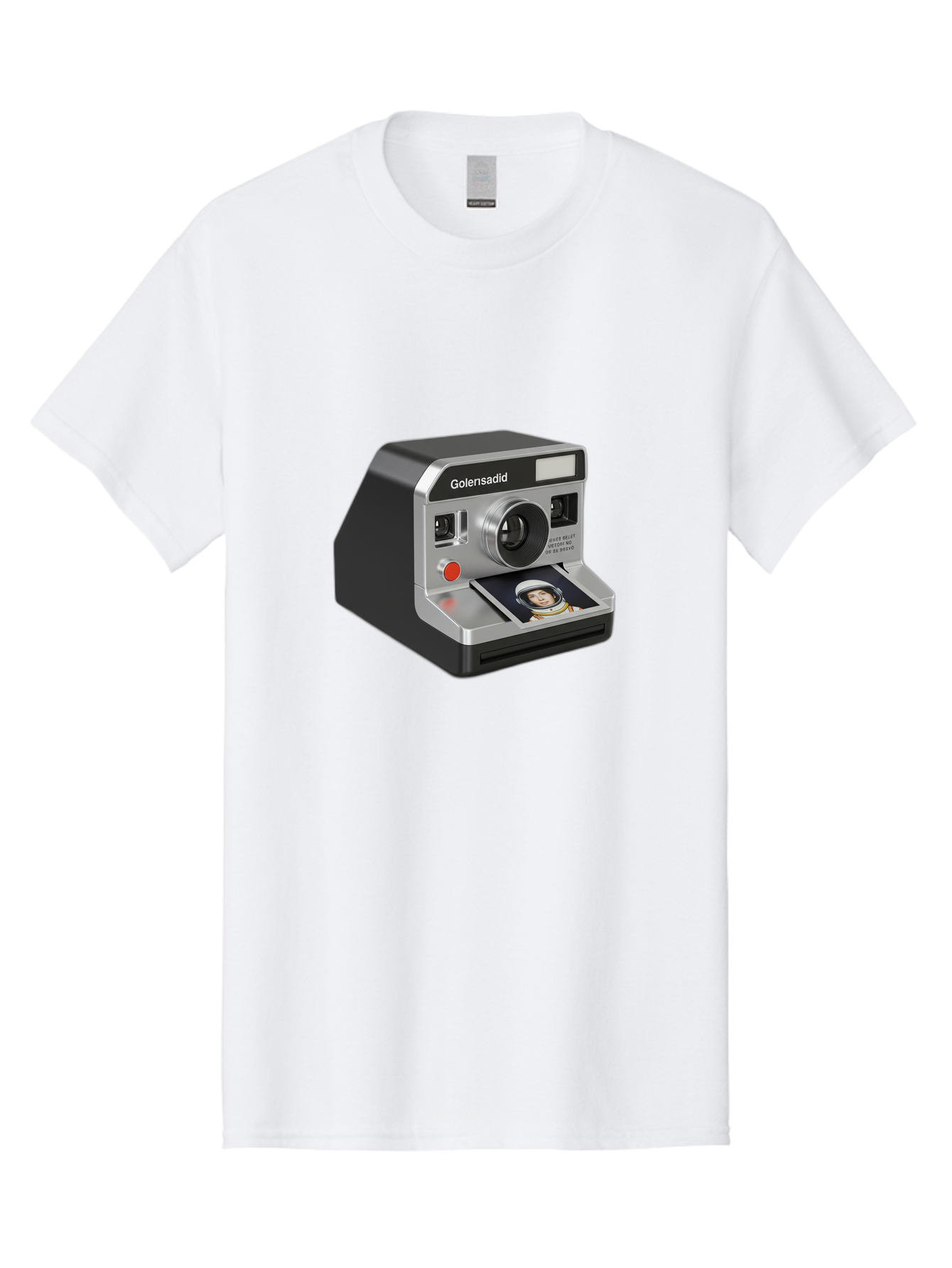 Golensadid-Camera Men'S Graphic Tee, 100% Cotton, Comfortable Casual Summer Wear, Machine Washable, Golensadid Instant Camera, Retro Photography, Polaroid Style, Instant Print, Silver Camera Body, Developing Photo, Nostalgic Technology, Bae462