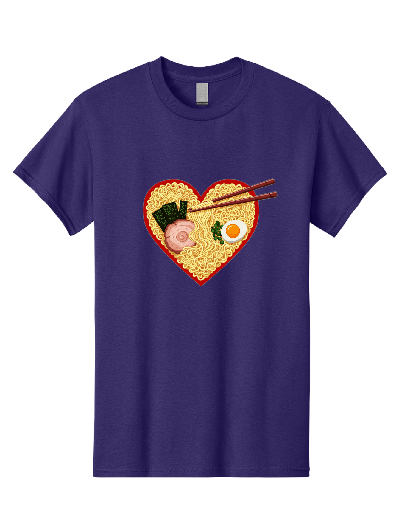 Heart-Shaped-Ramen-Noodles Men'S Graphic Tee, 100% Cotton, Comfortable Casual Summer Wear, Machine Washable, Ramen Noodles, Heart-Shaped Bowl, Chopsticks, Soft-Boiled Egg, Sliced Pork, Seaweed, Green Onions, Asian Cuisine, Japanese Food, Bae466