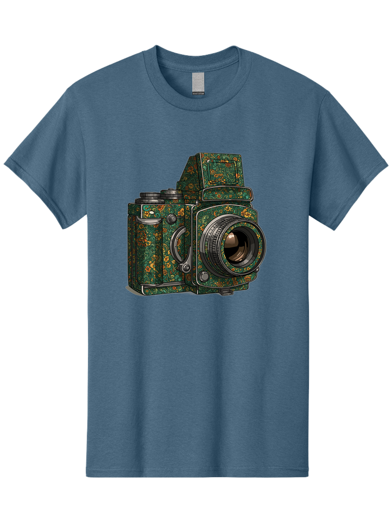 Holoformer-Camera Men'S Graphic Tee, 100% Cotton, Comfortable Casual Summer Wear, Machine Washable, Medium Format Camera, Vintage Photography Equipment, Retro Camera Design, Floral Patterns, Luxurious Look, Intricate Details, Bae468
