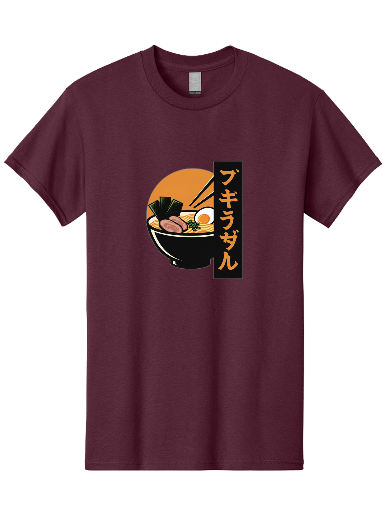 Hukirasa Men'S Graphic Tee, 100% Cotton, Comfortable Casual Summer Wear, Machine Washable, Bowl Of Ramen, Japanese Noodle Soup, Egg, Meat, Seaweed, Chopsticks, Japanese Cuisine, Food Illustration, Savory Dish Bae469