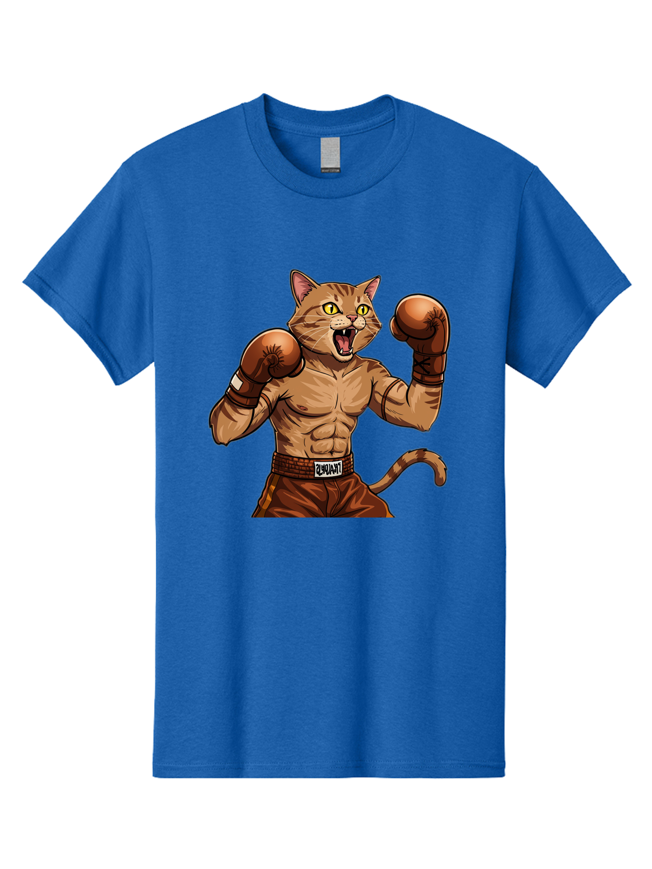 Itnumba Men'S Graphic Tee, 100% Cotton, Comfortable Casual Summer Wear, Machine Washable, Boxing Cat, Cartoon Character, Muscular Feline, Boxing Gloves, Fitness Motivation, Fun Illustration, Tabby Cat, Humorous Design, Anthropomorphic Cat Bae472