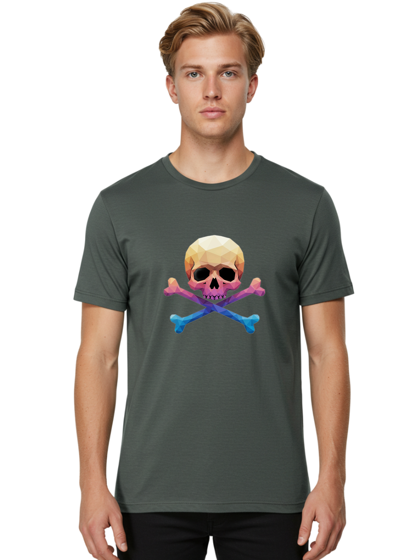 Jolly-Roger-Skull-1 Men'S Graphic Tee, 100% Cotton, Comfortable Casual Summer Wear, Machine Washable, Skull, Crossbones, Pirate Symbol, Danger Sign, Warning Sign, Pirate Flag, Skull And Crossbones, Pirate Emblem, Danger Alert, Toxic Symbol, Bae473