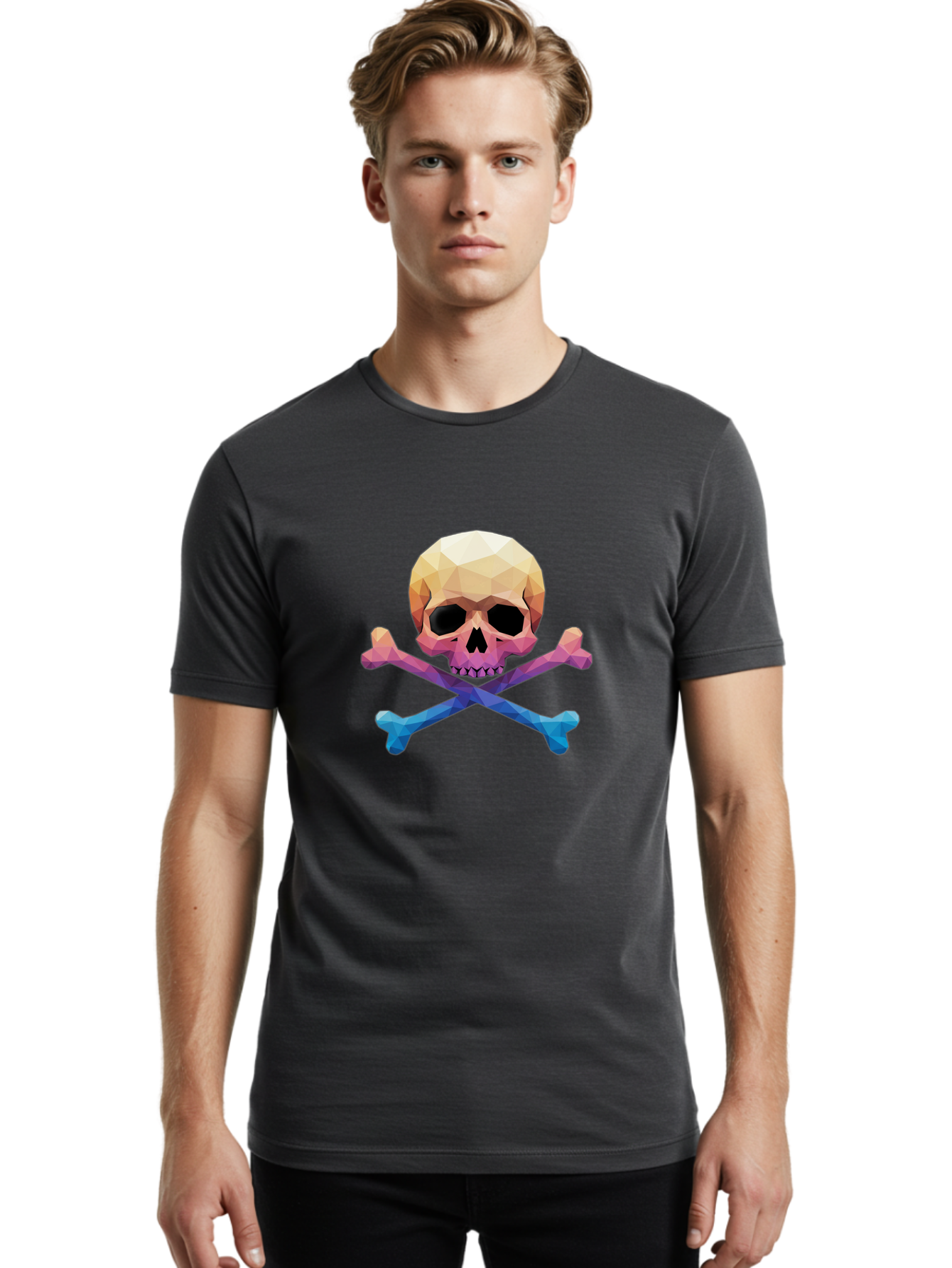 Jolly-Roger-Skull-1 Men'S Graphic Tee, 100% Cotton, Comfortable Casual Summer Wear, Machine Washable, Skull, Crossbones, Pirate Symbol, Danger Sign, Warning Sign, Pirate Flag, Skull And Crossbones, Pirate Emblem, Danger Alert, Toxic Symbol, Bae473