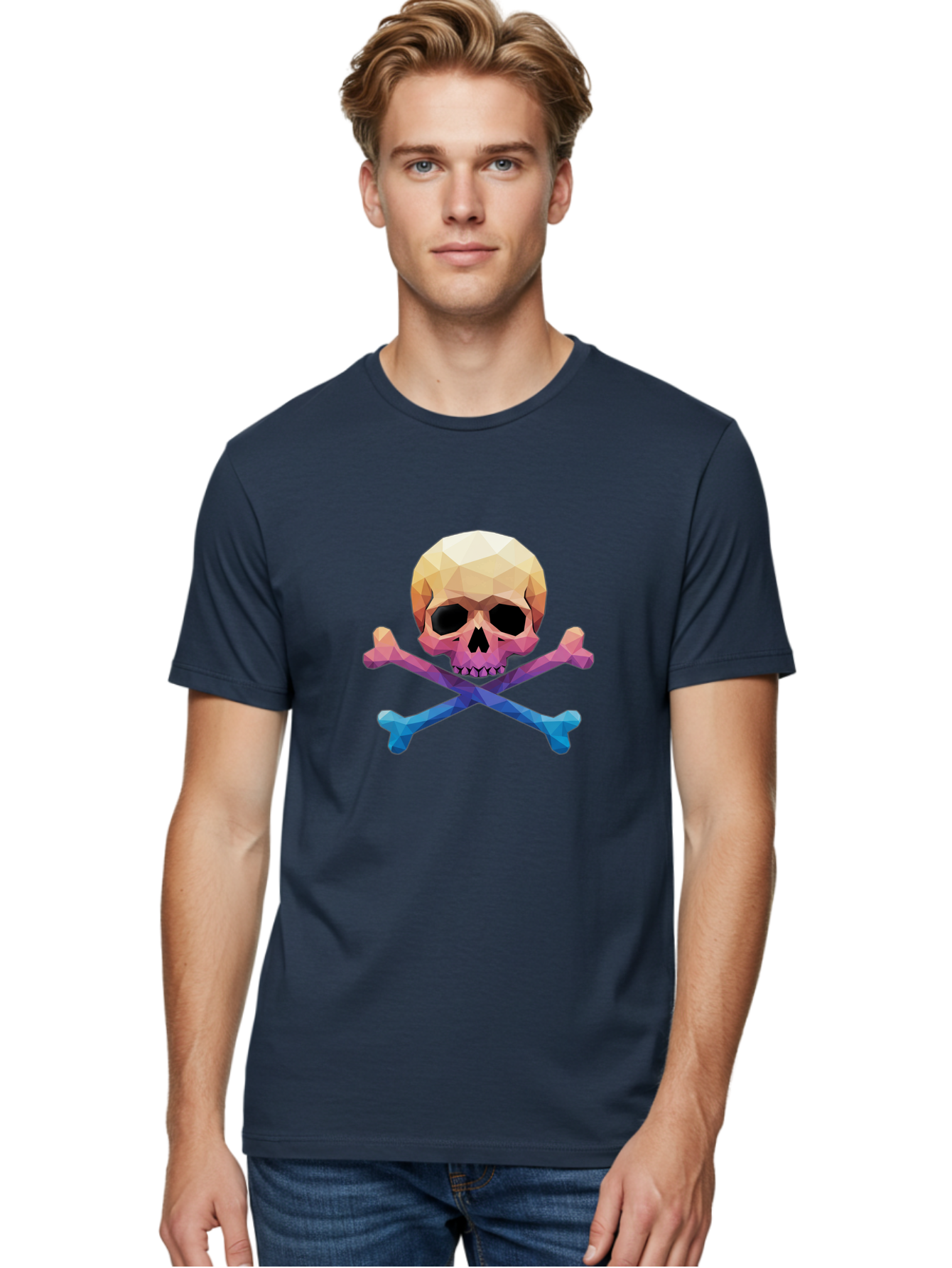 Jolly-Roger-Skull-1 Men'S Graphic Tee, 100% Cotton, Comfortable Casual Summer Wear, Machine Washable, Skull, Crossbones, Pirate Symbol, Danger Sign, Warning Sign, Pirate Flag, Skull And Crossbones, Pirate Emblem, Danger Alert, Toxic Symbol, Bae473