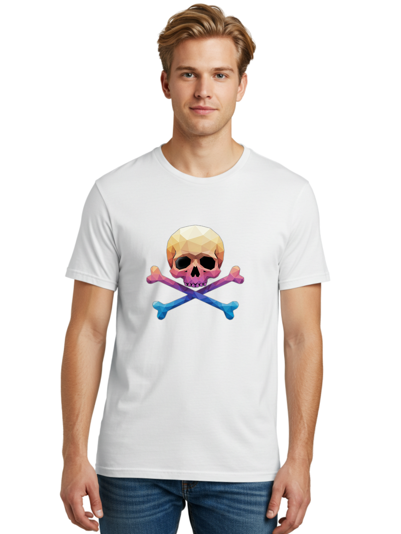Jolly-Roger-Skull-1 Men'S Graphic Tee, 100% Cotton, Comfortable Casual Summer Wear, Machine Washable, Skull, Crossbones, Pirate Symbol, Danger Sign, Warning Sign, Pirate Flag, Skull And Crossbones, Pirate Emblem, Danger Alert, Toxic Symbol, Bae473