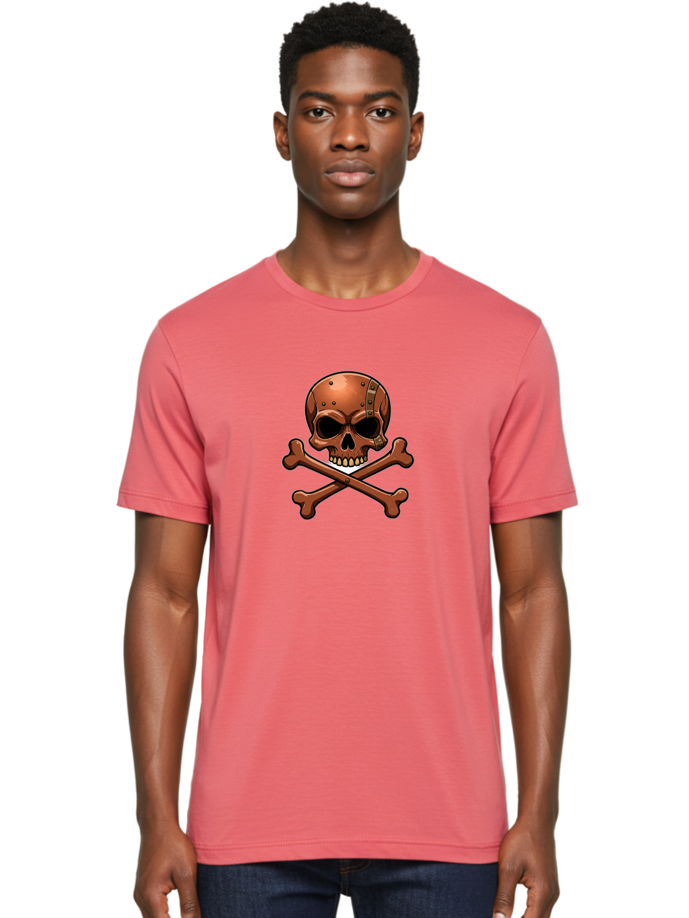 Jolly-Roger-Skull-And-Bones Men'S Graphic Tee, 100% Cotton, Comfortable Casual Summer Wear, Machine Washable, Skull And Crossbones, Pirate Symbol, Jolly Roger, Danger Sign, Warning Symbol, Pirate Flag, Crossbones Symbol, Skull Icon Bae474