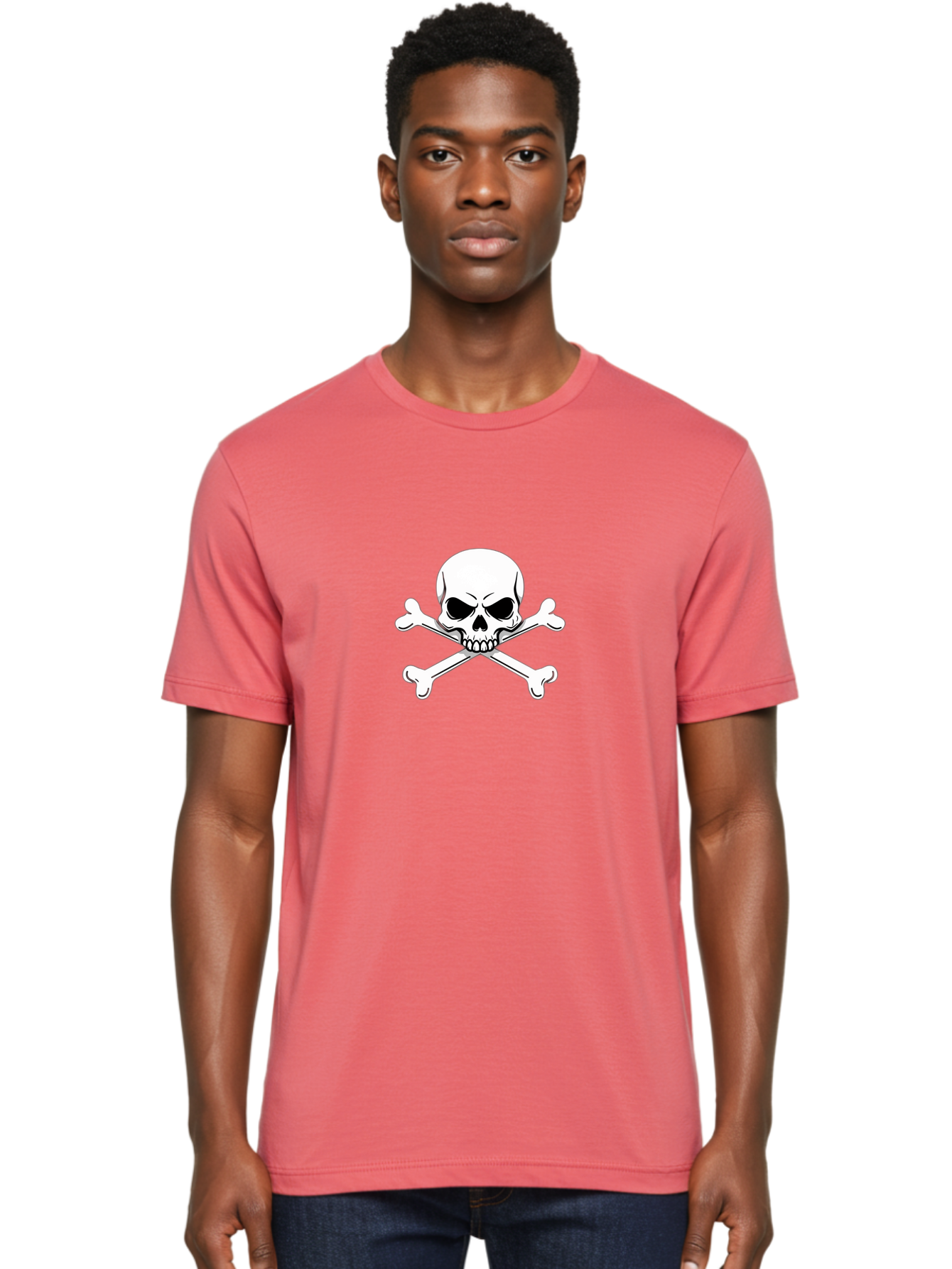 Jolly-Roger-Skull-And-Crossbones Men'S Graphic Tee, 100% Cotton, Comfortable Casual Summer Wear, Machine Washable, Skull And Crossbones, Pirate Symbol, Danger Warning, Jolly Roger Flag, Pirate Flag, Skull Illustration, Pirate Emblem, Bae475