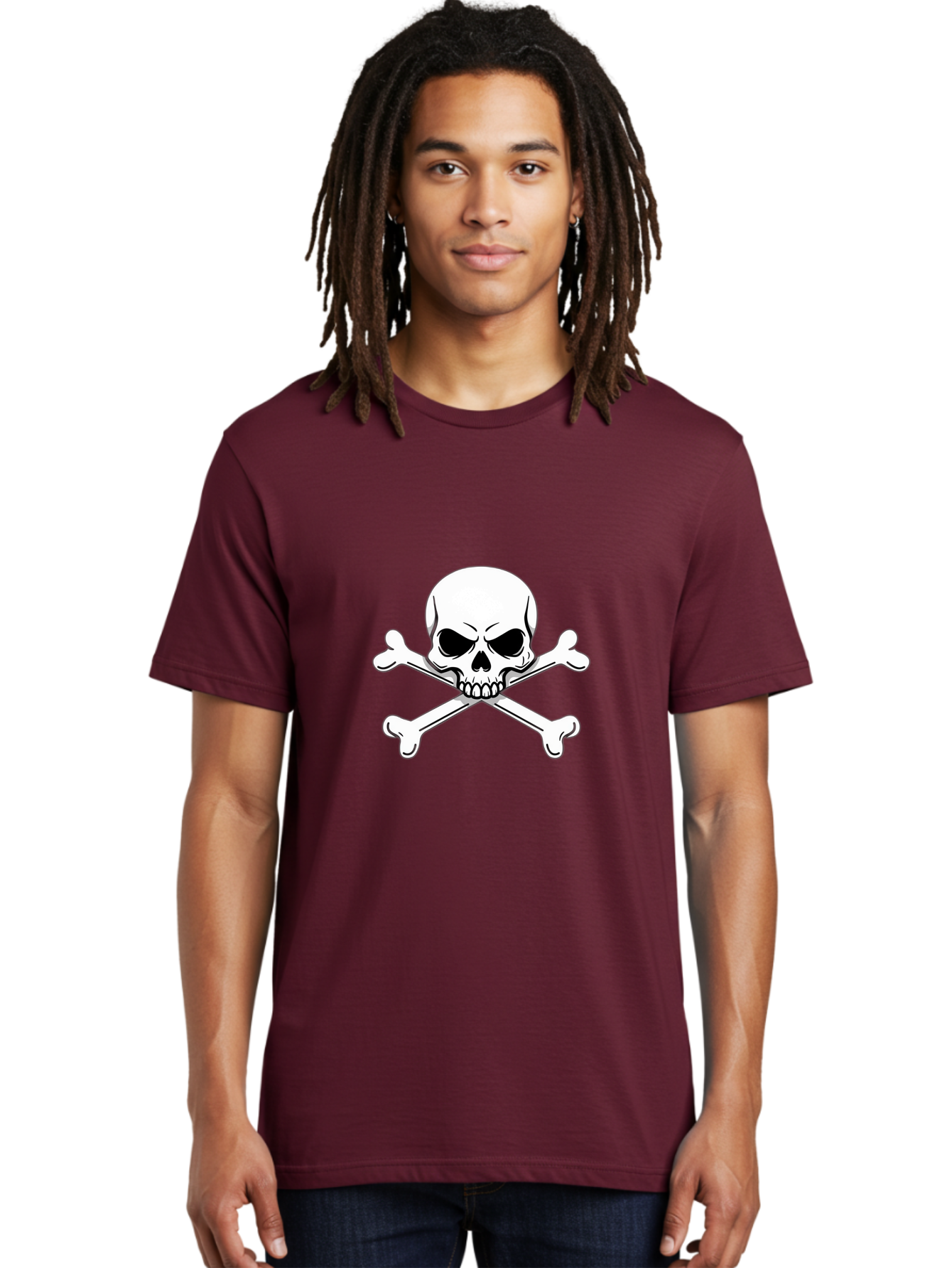 Jolly-Roger-Skull-And-Crossbones Men'S Graphic Tee, 100% Cotton, Comfortable Casual Summer Wear, Machine Washable, Skull And Crossbones, Pirate Symbol, Danger Warning, Jolly Roger Flag, Pirate Flag, Skull Illustration, Pirate Emblem, Bae475