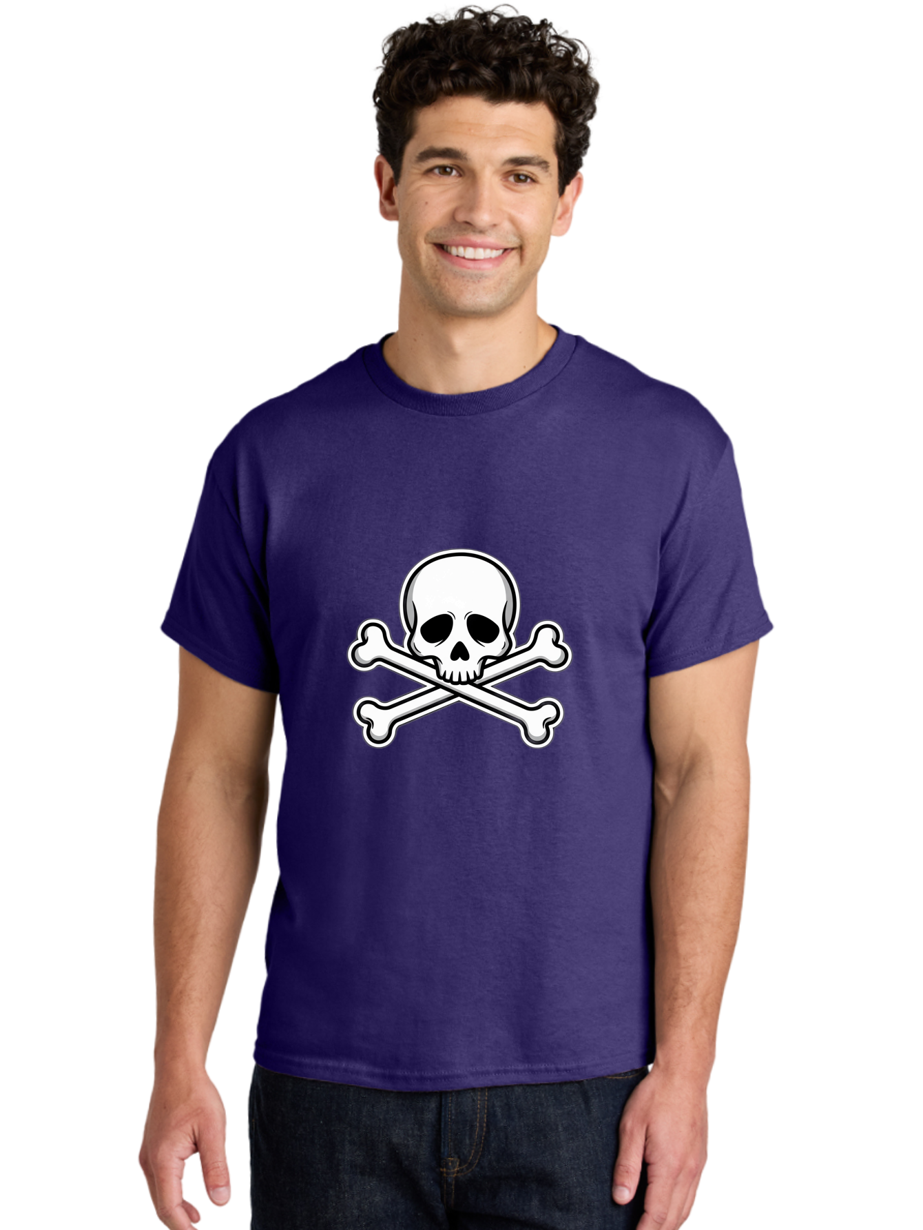 Jolly-Roger-Skull Men'S Graphic Tee, 100% Cotton, Comfortable Casual Summer Wear, Machine Washable, Skull And Crossbones, Pirate Symbol, Danger Sign, Warning Sign, Pirate Flag, Danger Alert, Caution Symbol Bae476