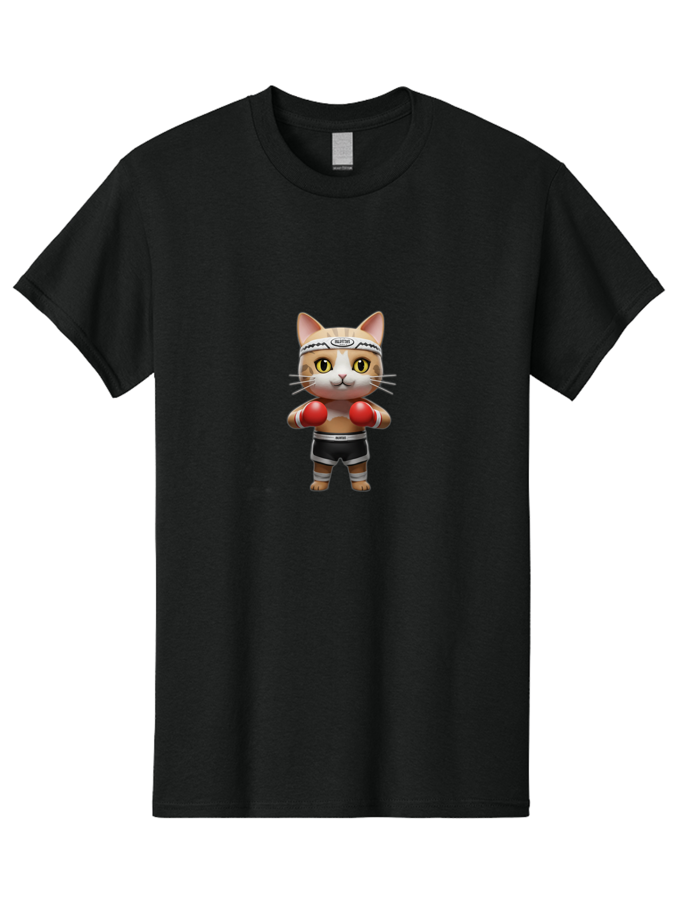 Kitten-Muay-Thai Men'S Graphic Tee, 100% Cotton, Comfortable Casual Summer Wear, Machine Washable, Cartoon Cat, Boxing Gloves, Muay Thai, Kitten Muay, Martial Arts, Fighting Cat, Animal Athlete, Cute Fighter Bae479