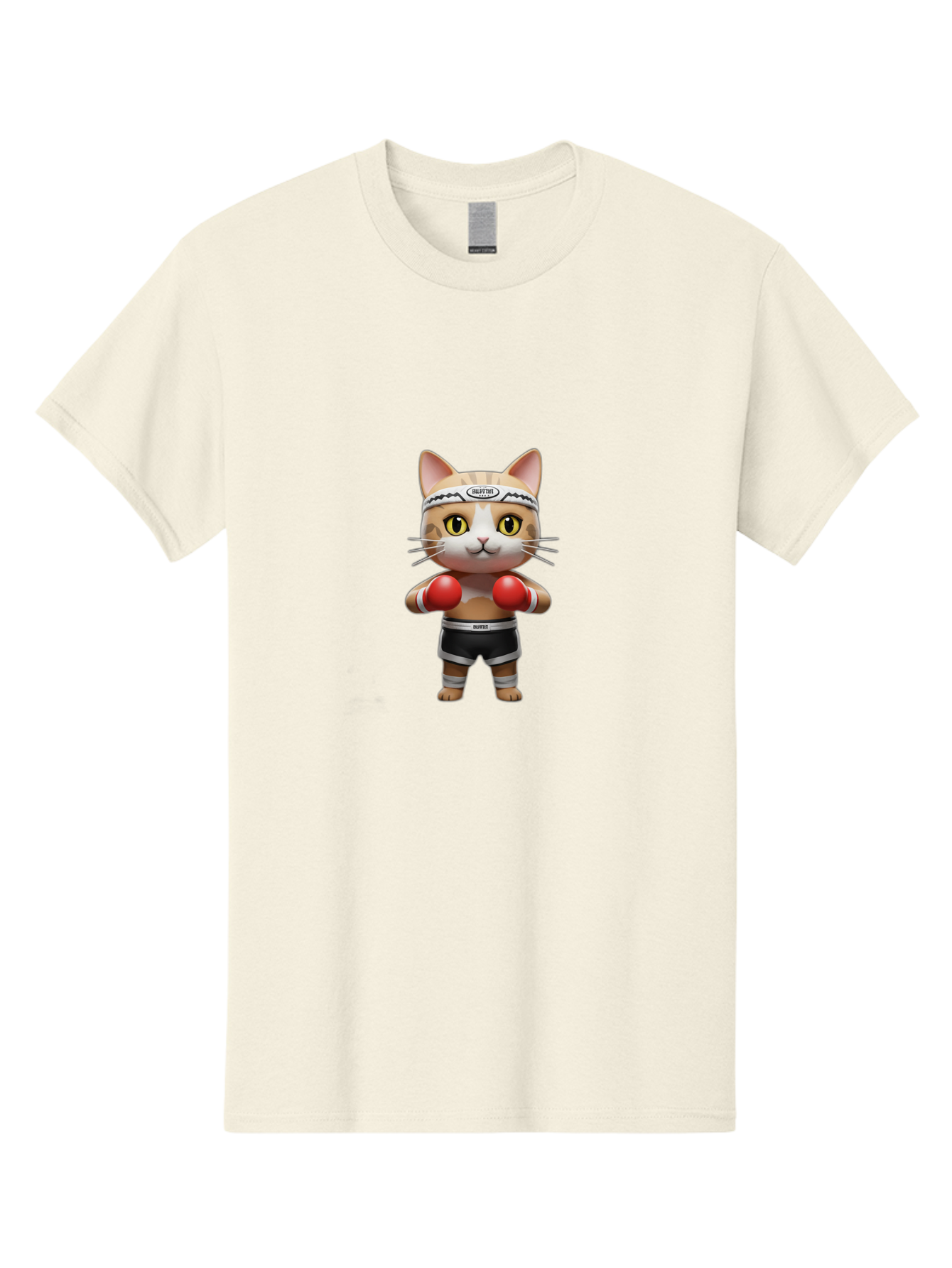 Kitten-Muay-Thai Men'S Graphic Tee, 100% Cotton, Comfortable Casual Summer Wear, Machine Washable, Cartoon Cat, Boxing Gloves, Muay Thai, Kitten Muay, Martial Arts, Fighting Cat, Animal Athlete, Cute Fighter Bae479